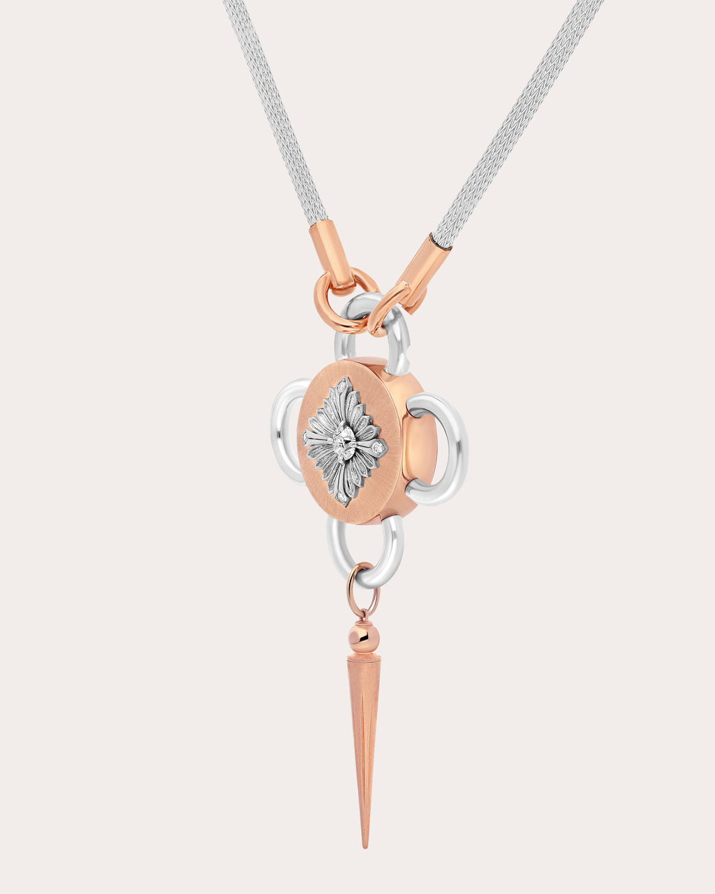 Diamond Two-Tone Bolt Pendant Necklace