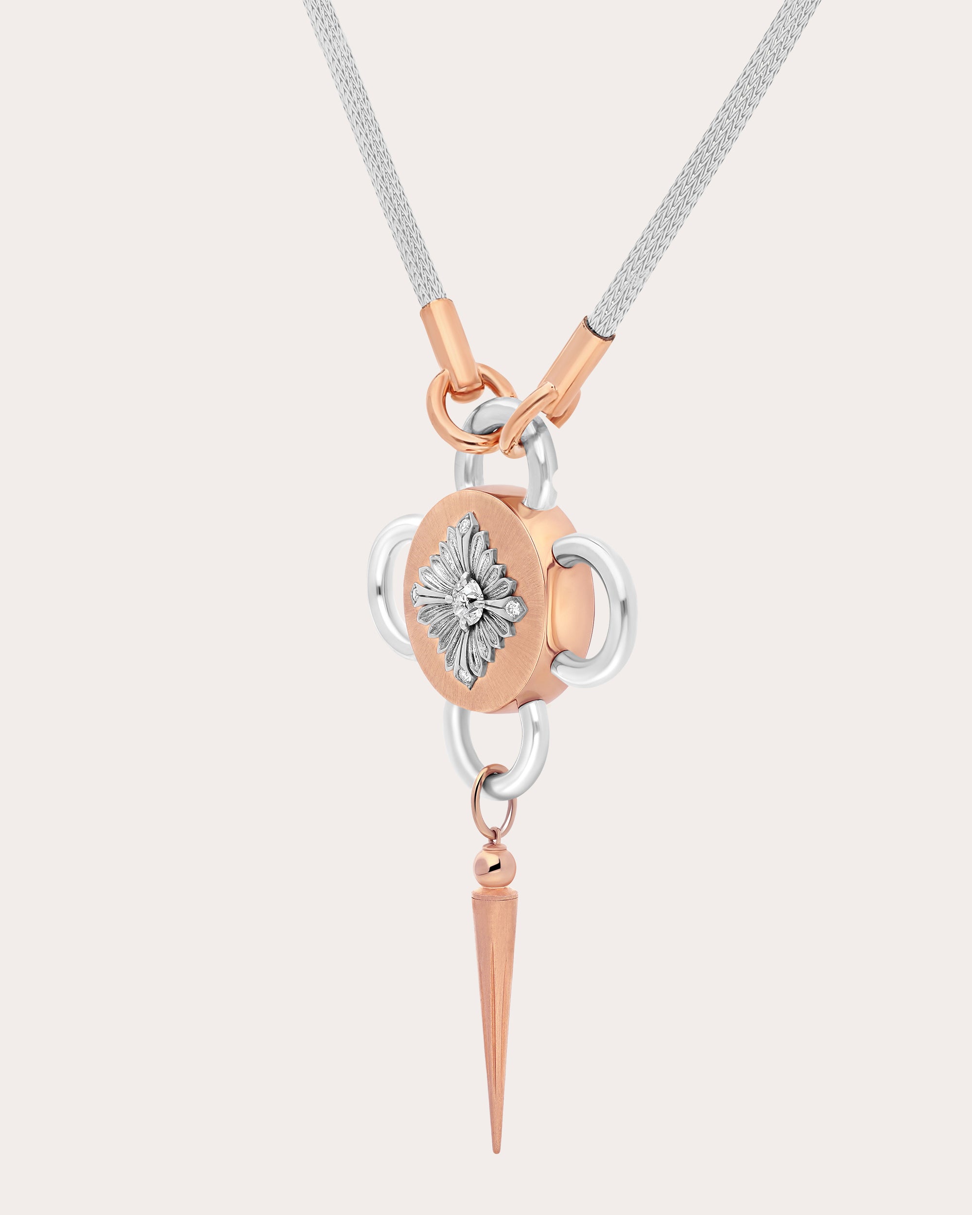 Diamond Two-Tone Bolt Pendant Necklace