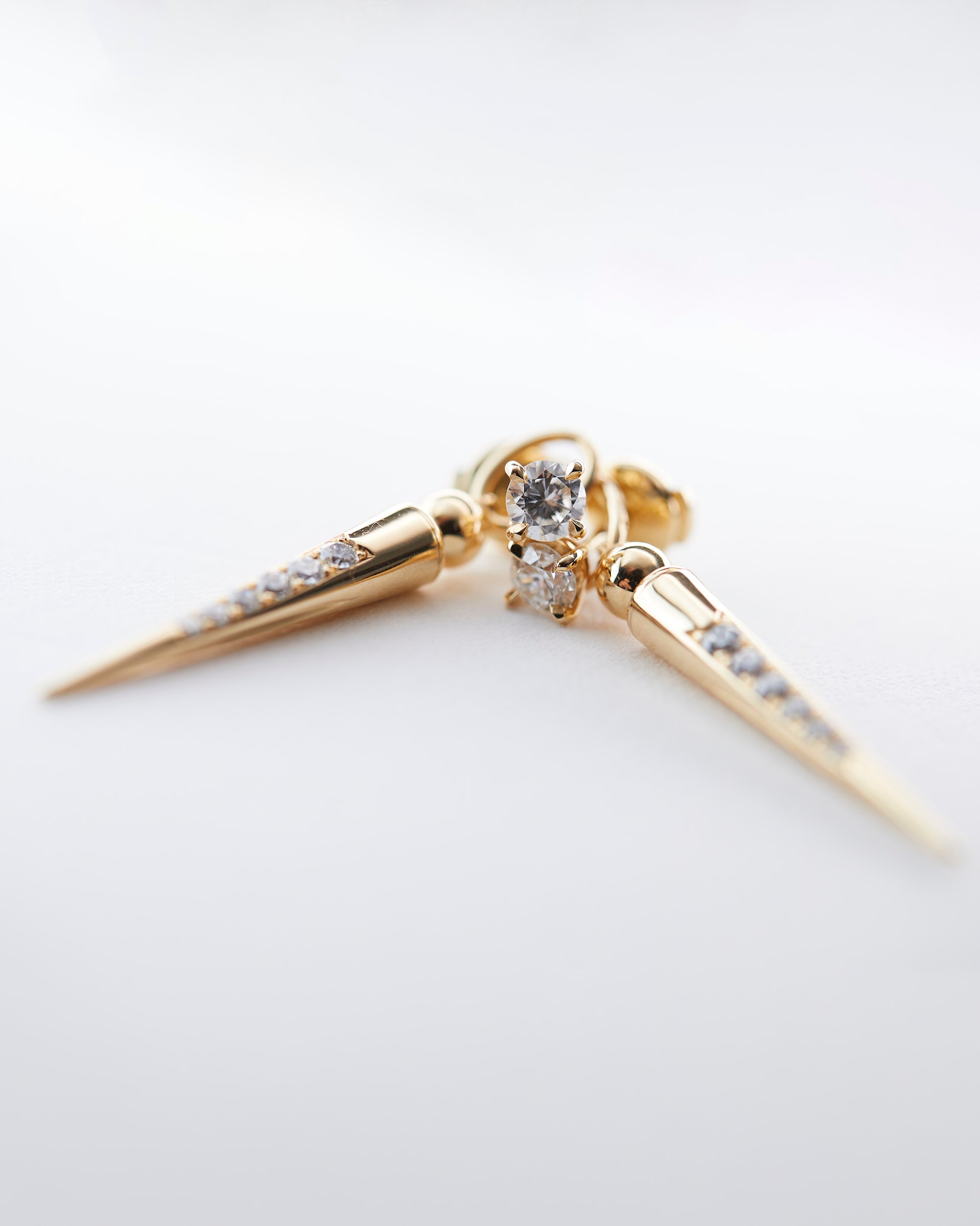 Diamond & 18k Gold Pampille Spike Drop Earrings