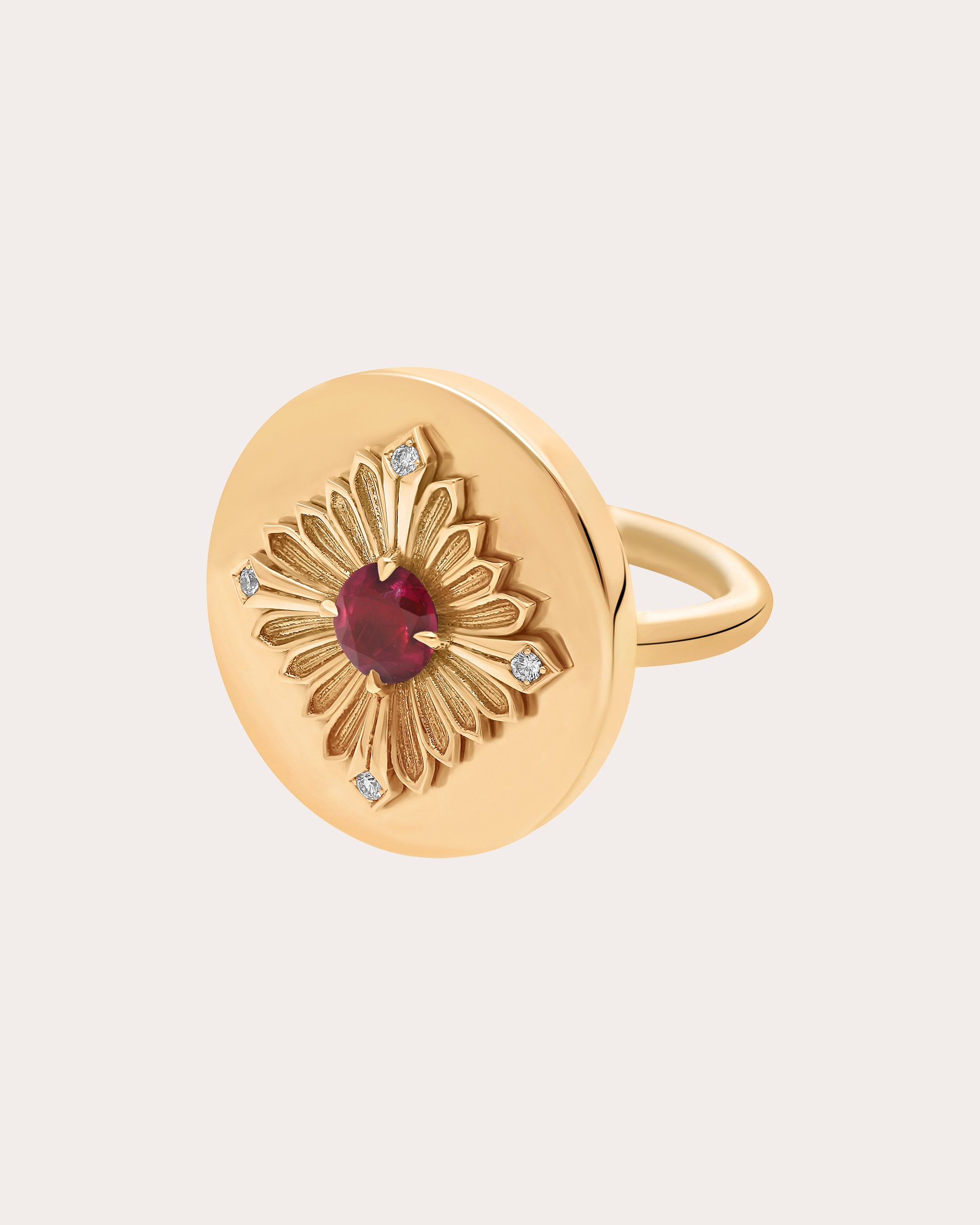 Ruby & Diamond 18k Gold Tag Ring