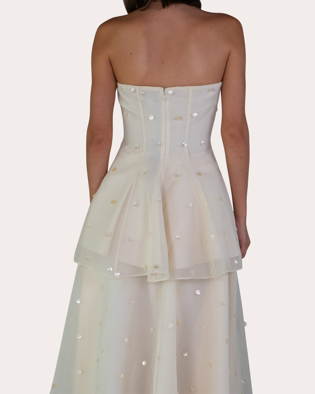 Sable Pearl Strapless Mini Dress