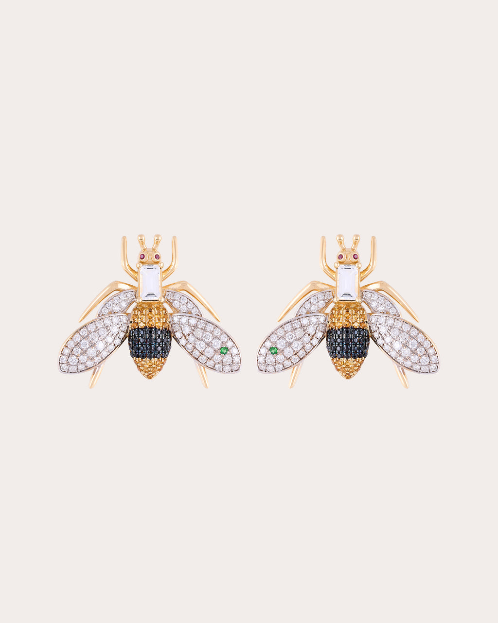 Yellow Topaz & Onyx Véspula Stud Earrings