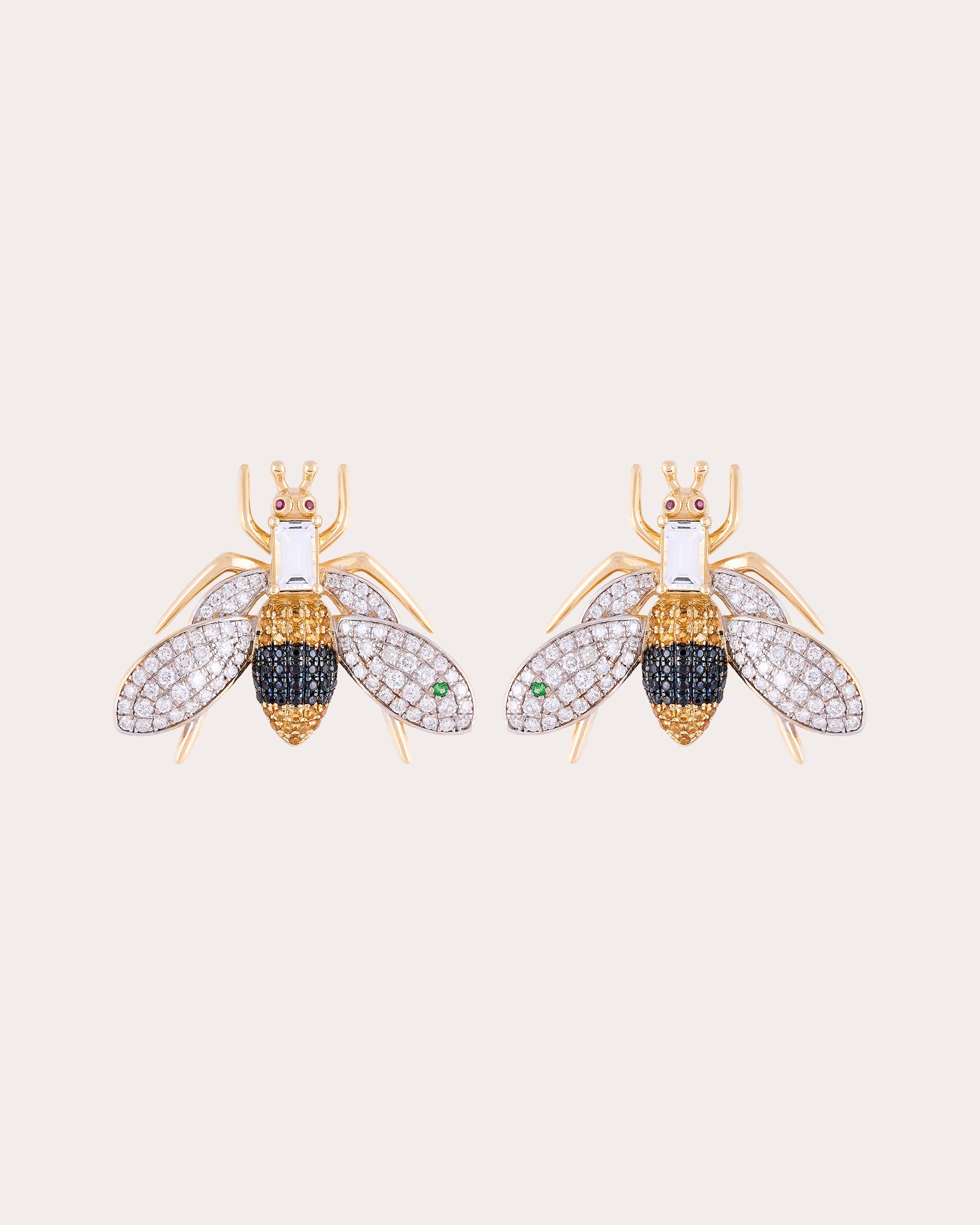 Yellow Topaz & Onyx Véspula Stud Earrings
