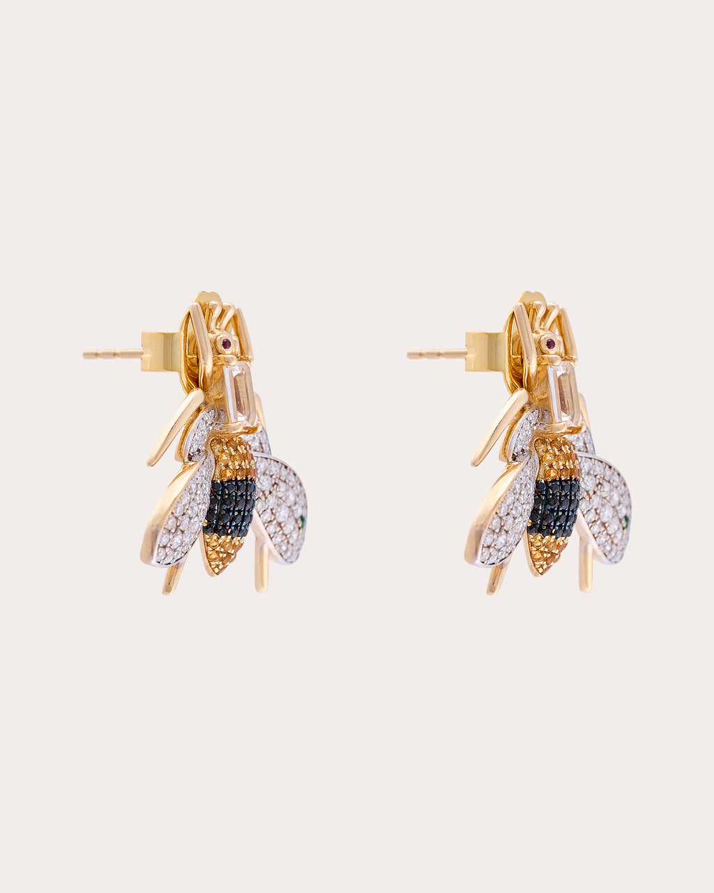 Yellow Topaz & Onyx Véspula Stud Earrings