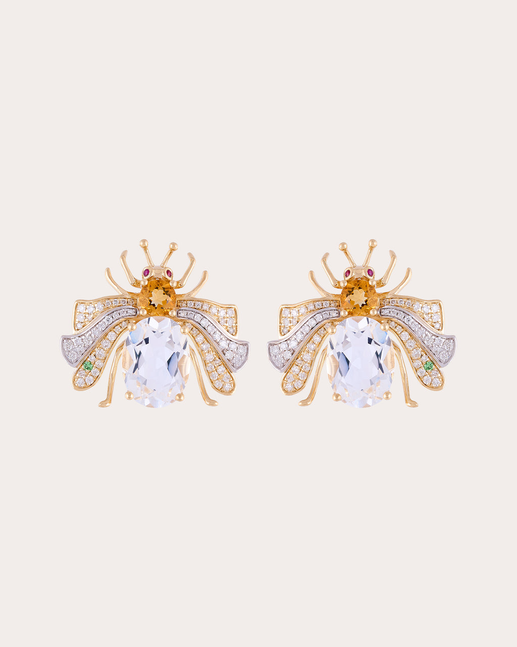 Crystal Quartz & Diamond Candy Stud Earrings