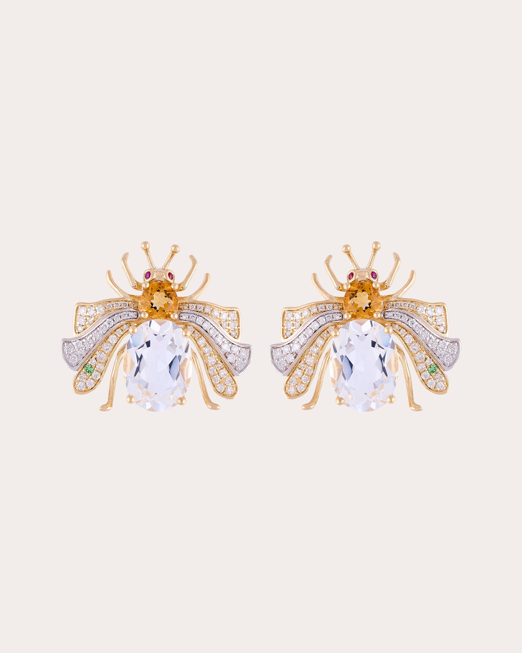 Crystal Quartz & Diamond Candy Stud Earrings