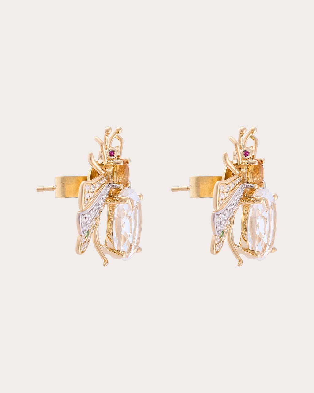 Crystal Quartz & Diamond Candy Stud Earrings
