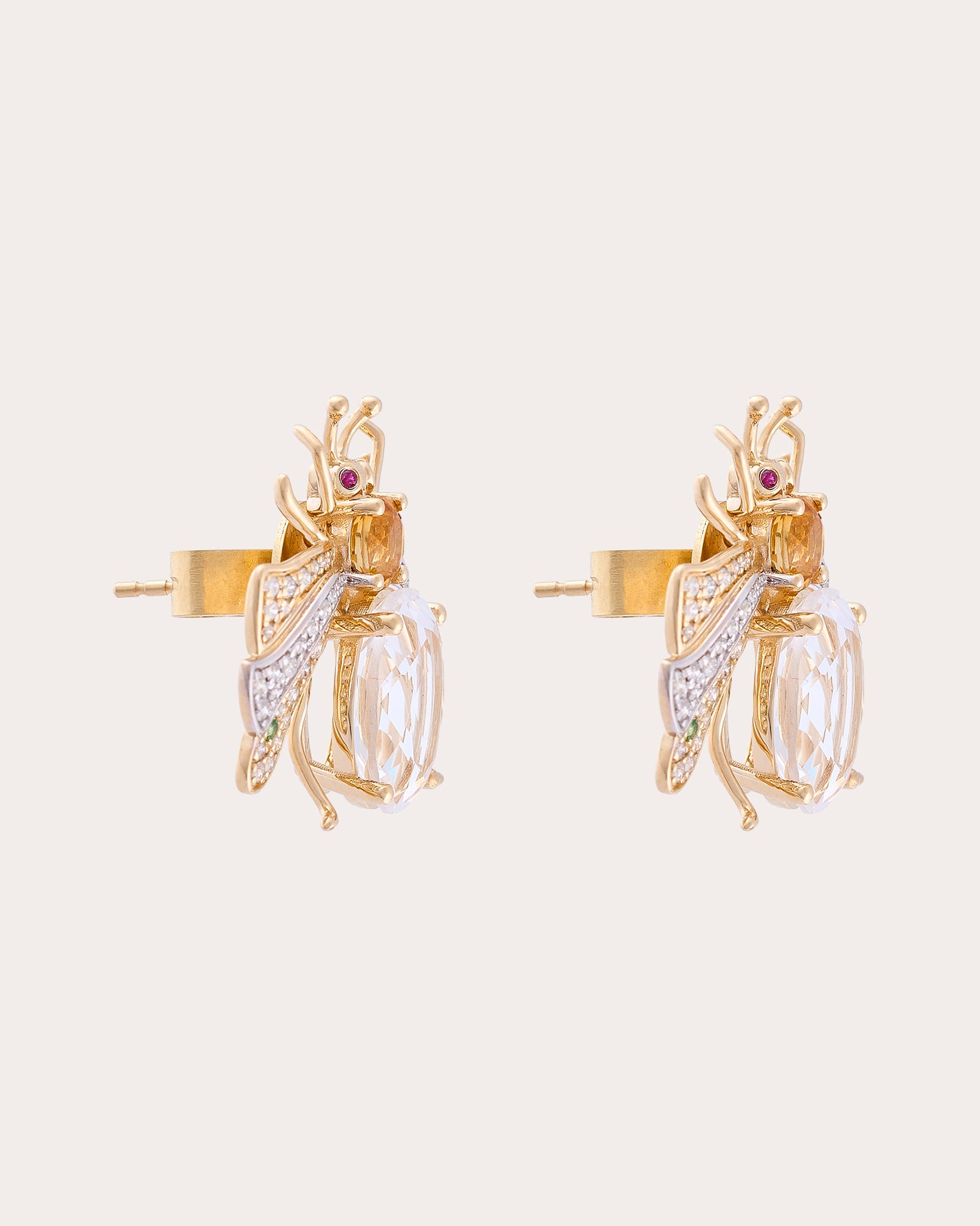 Crystal Quartz & Diamond Candy Stud Earrings