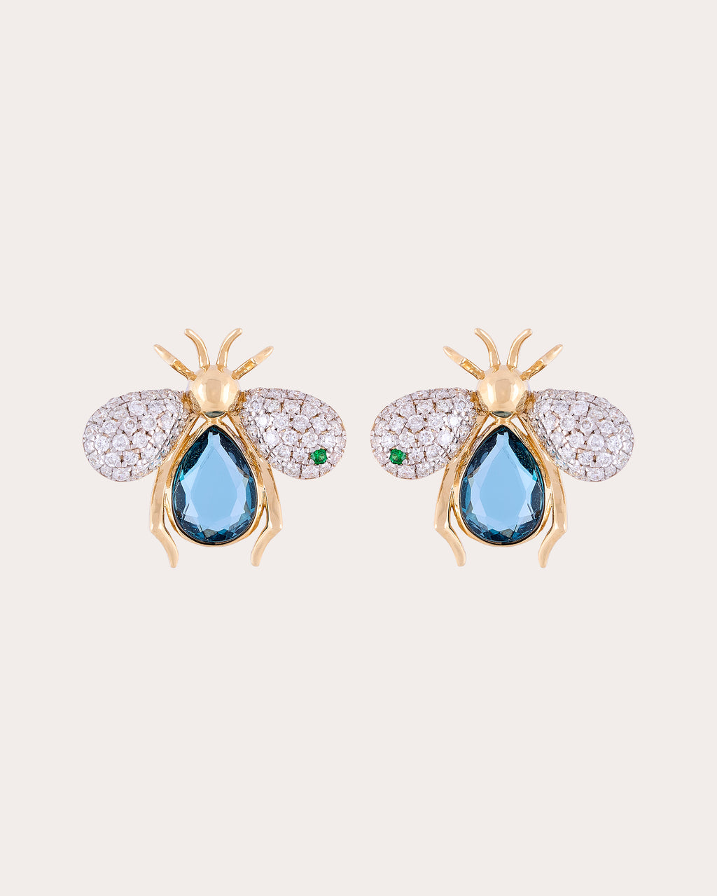Blue Topaz & Diamond Abeja Real Stud Earrings