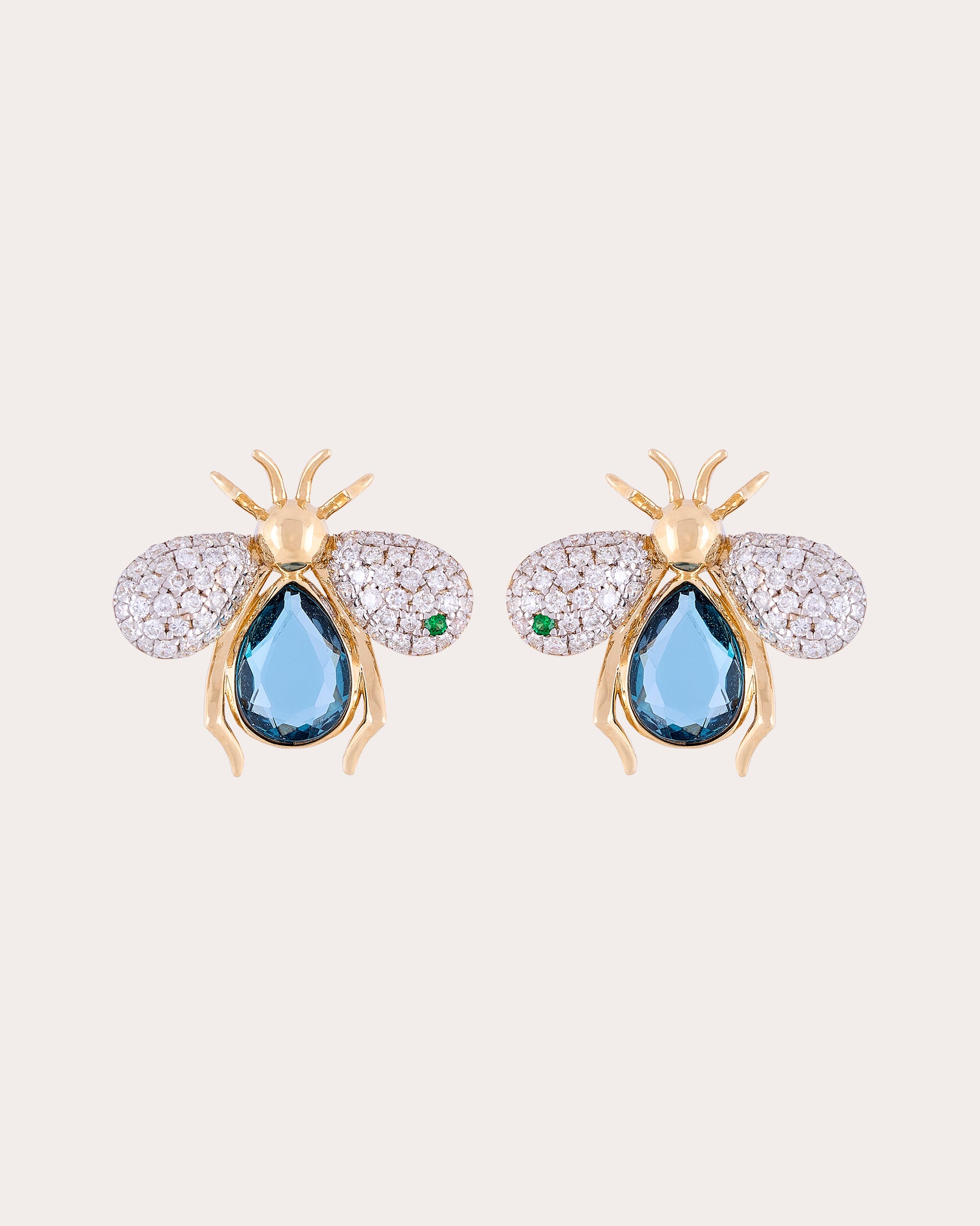 Blue Topaz & Diamond Abeja Real Stud Earrings