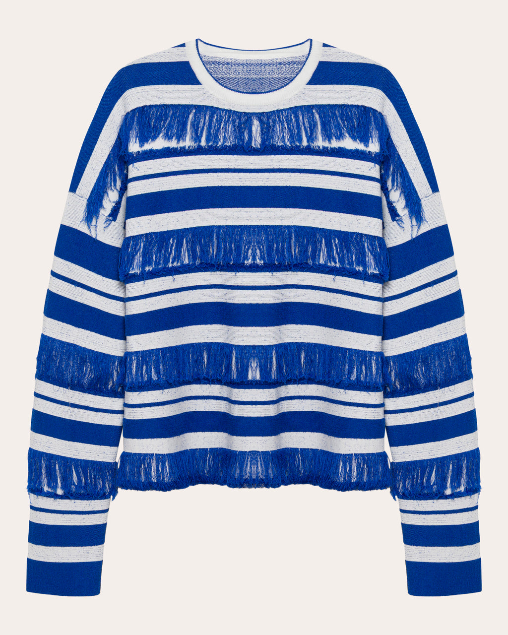 Carrick Stripe Fringe Crewneck Sweater