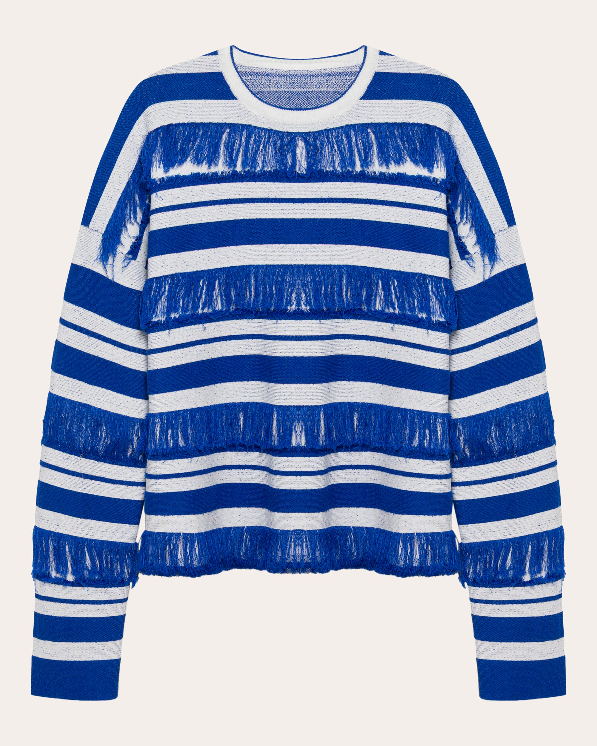 Carrick Stripe Fringe Crewneck Sweater