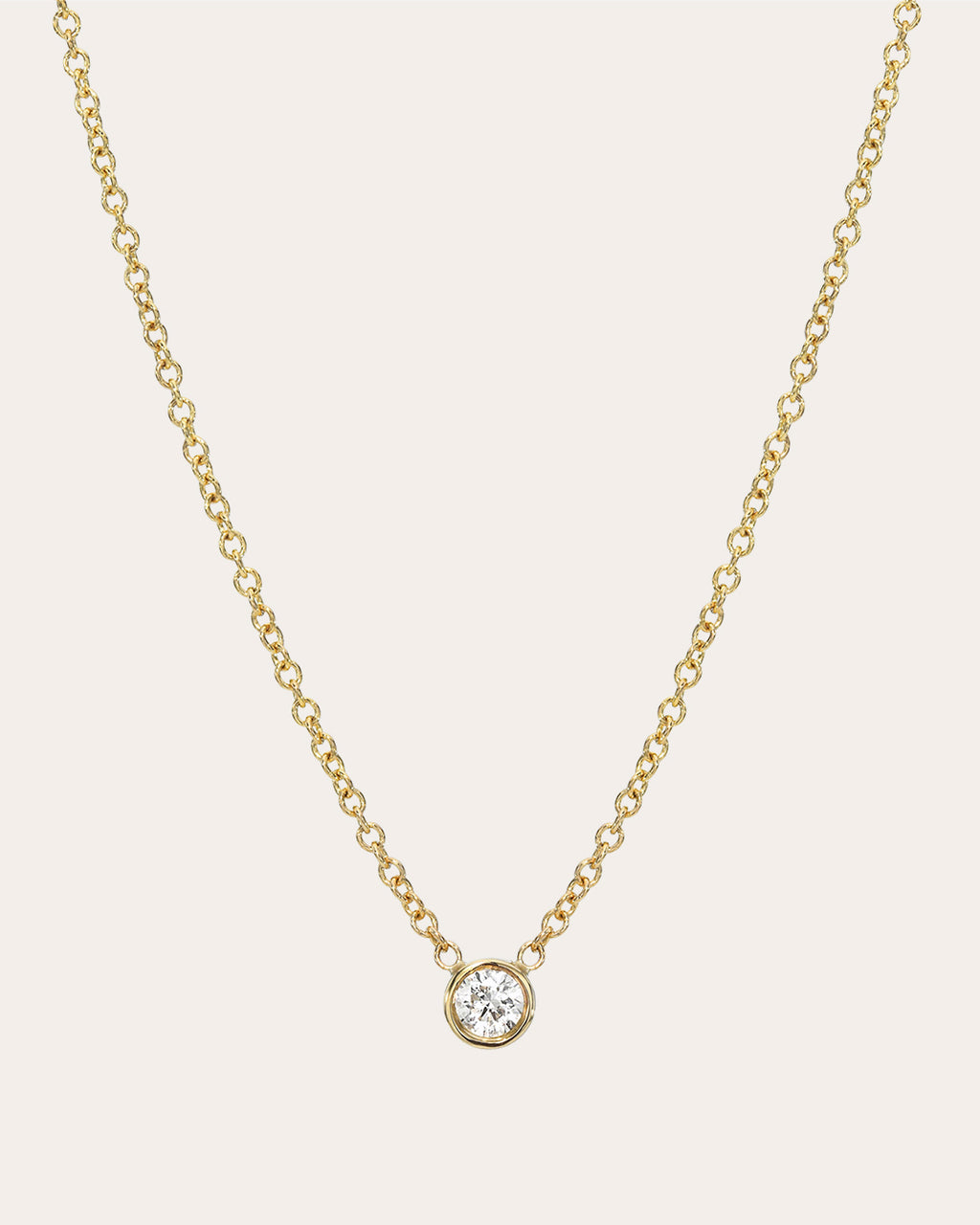 Diamond & 14k Gold Small Bezel Pendant Necklace 