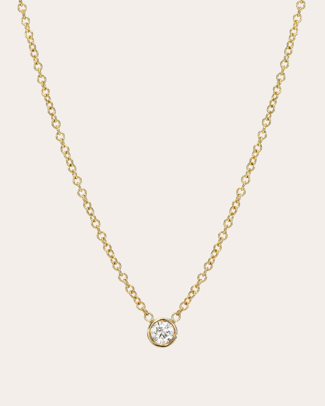Diamond & 14k Gold Small Bezel Pendant Necklace 