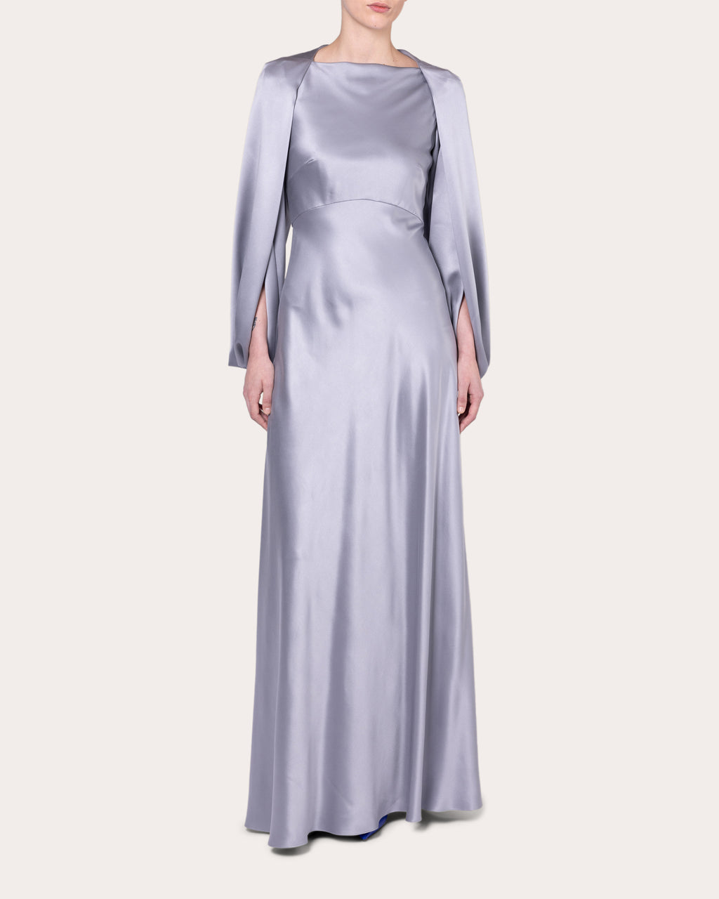 Kami Cape-Effect Silk-Satin Gown