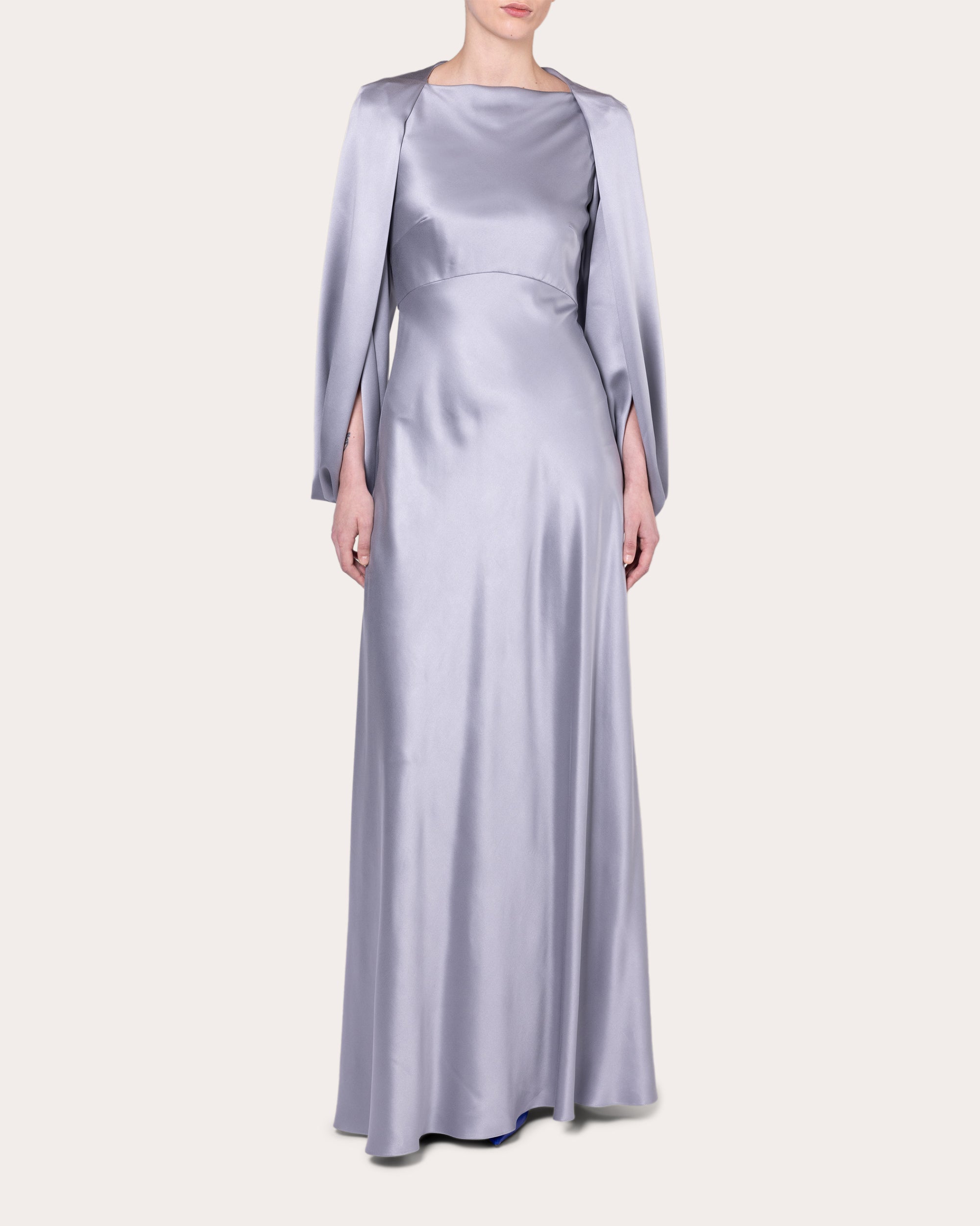 Kami Cape-Effect Silk-Satin Gown