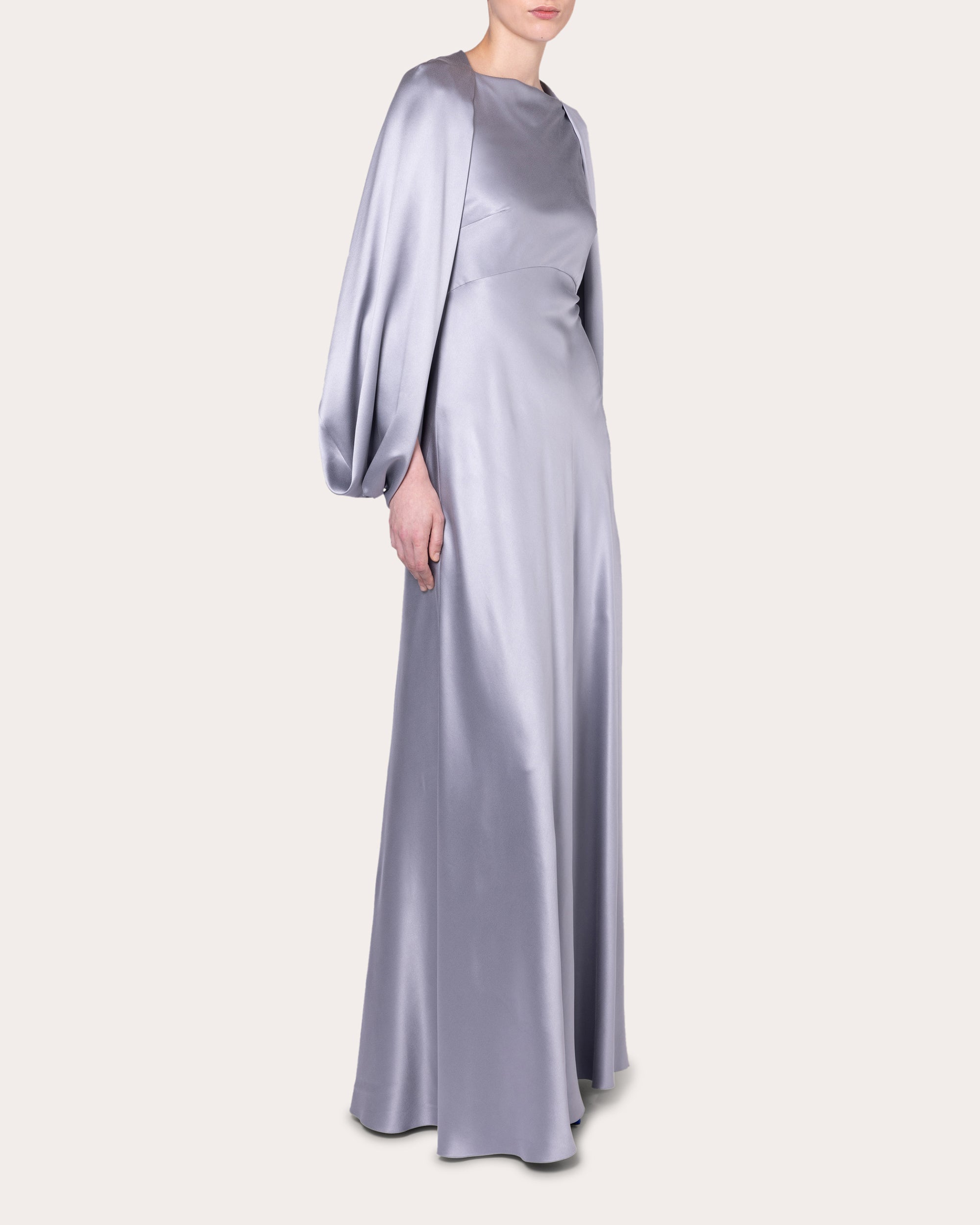 Kami Cape-Effect Silk-Satin Gown
