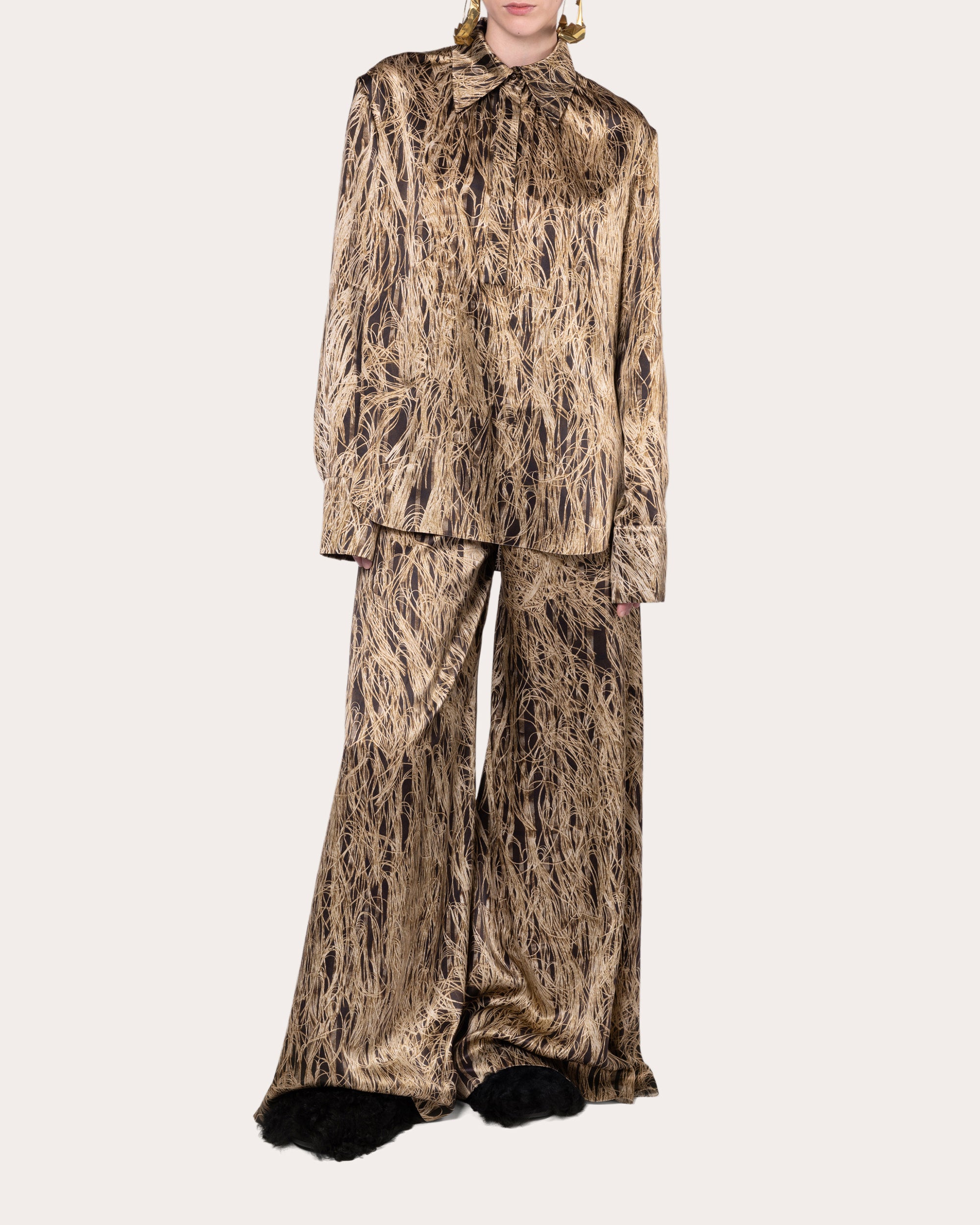 Juniper Abstract Satin Button-Up