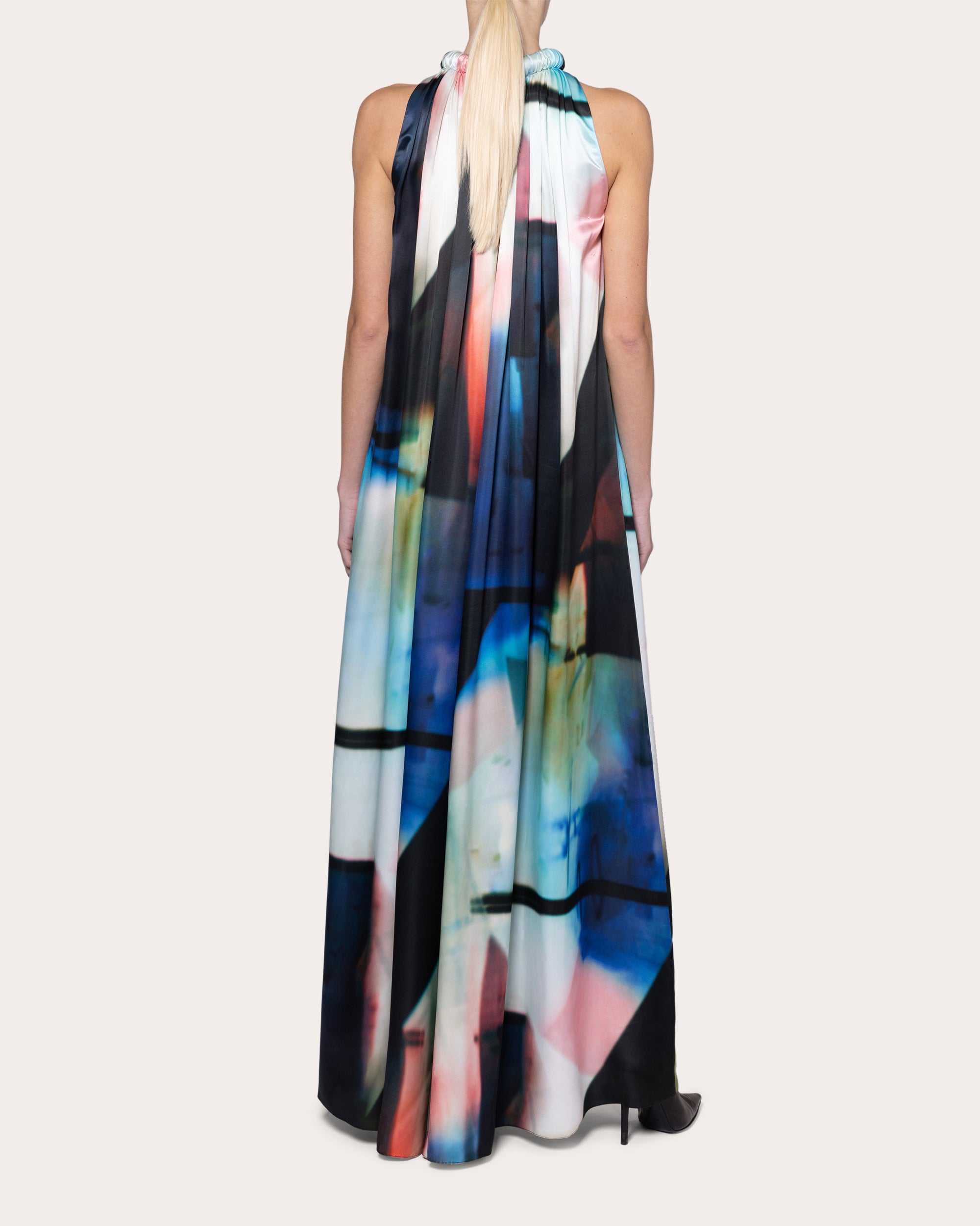Alkari Abstract Satin Gathered Gown