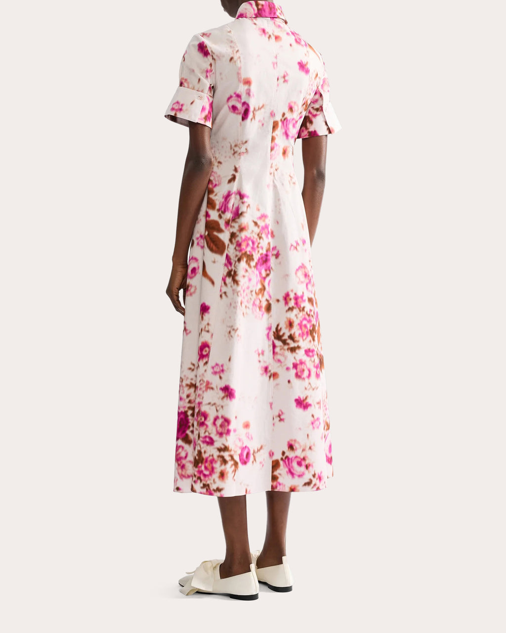 Floral Cotton A-Line Midi Shirt Dress