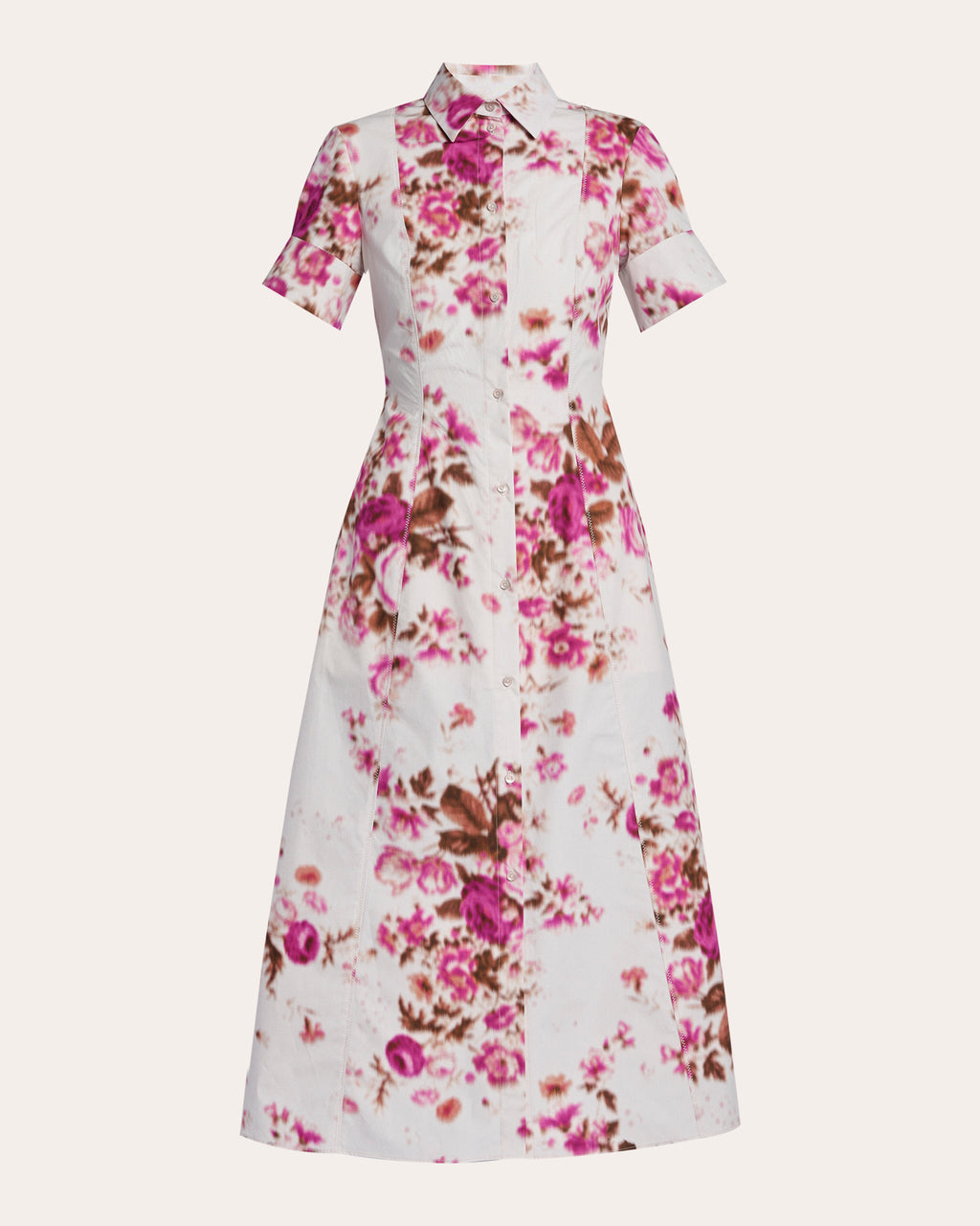 Floral Cotton A-Line Midi Shirt Dress