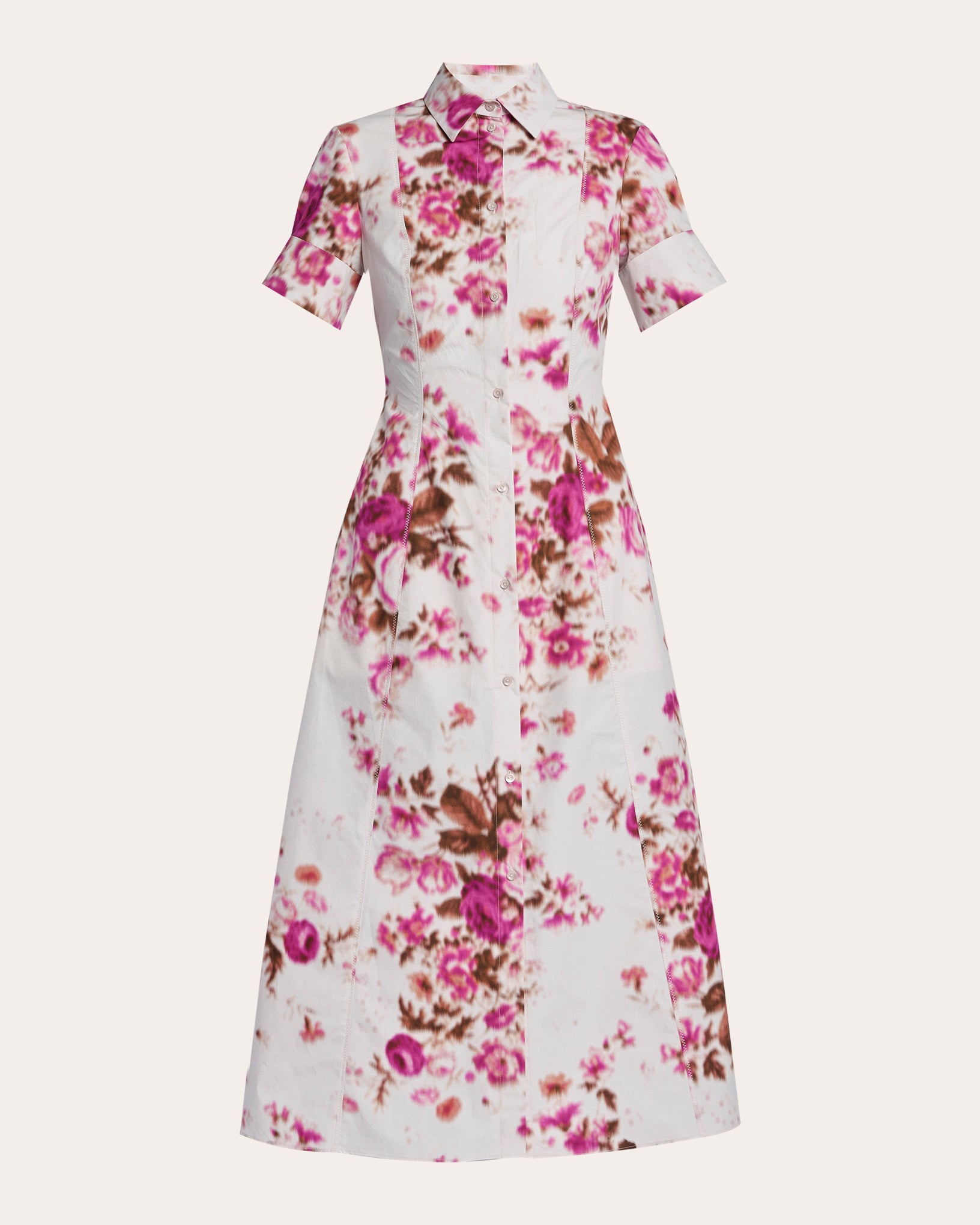 Floral Cotton A-Line Midi Shirt Dress