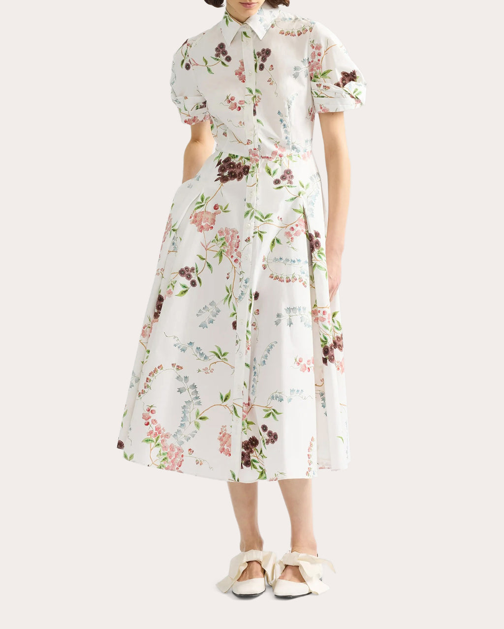 Floral Cotton Midi Shirt Dress