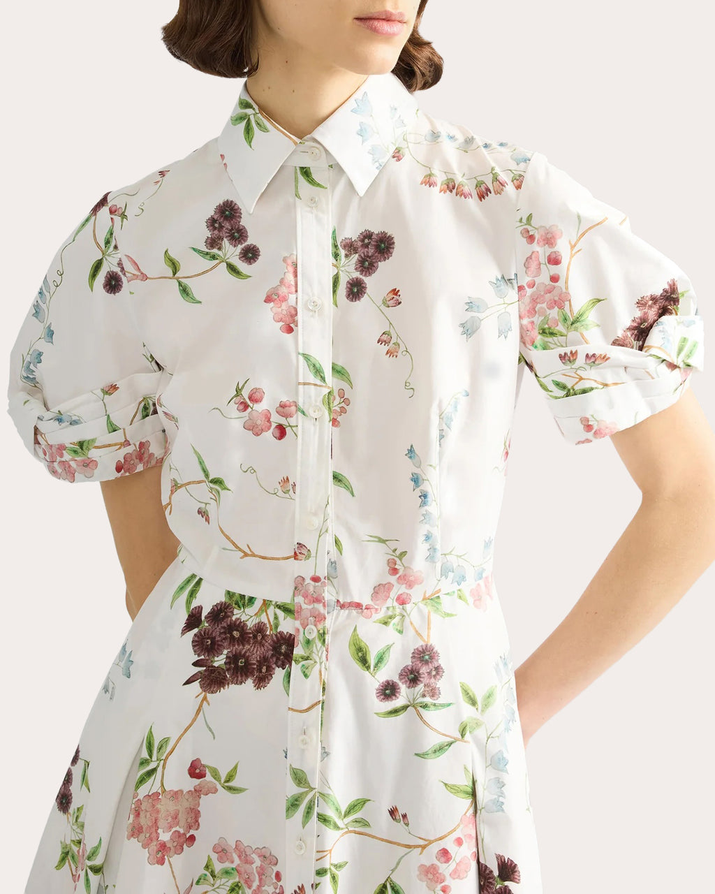 Floral Cotton Midi Shirt Dress