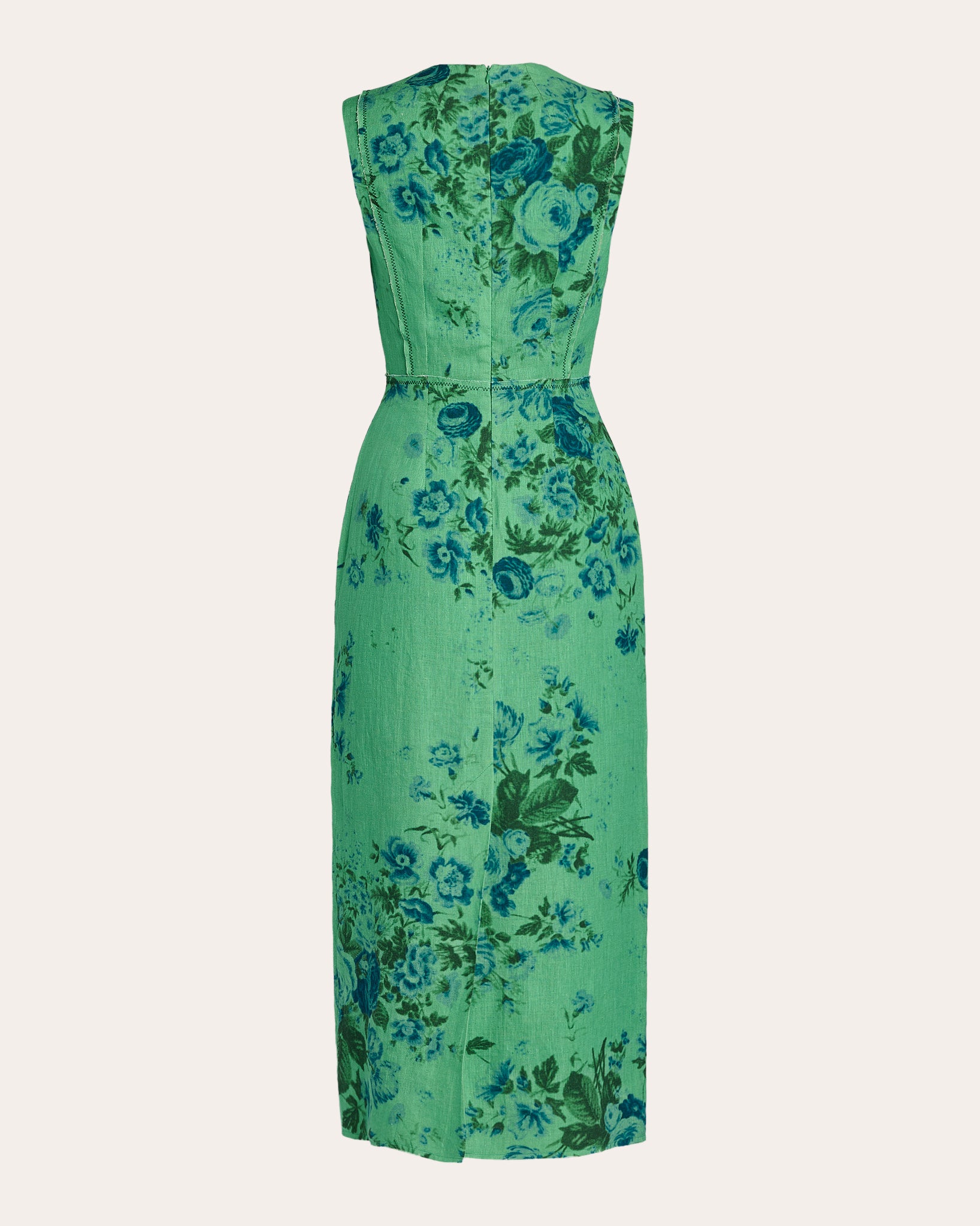 Floral Linen Pencil Midi Dress