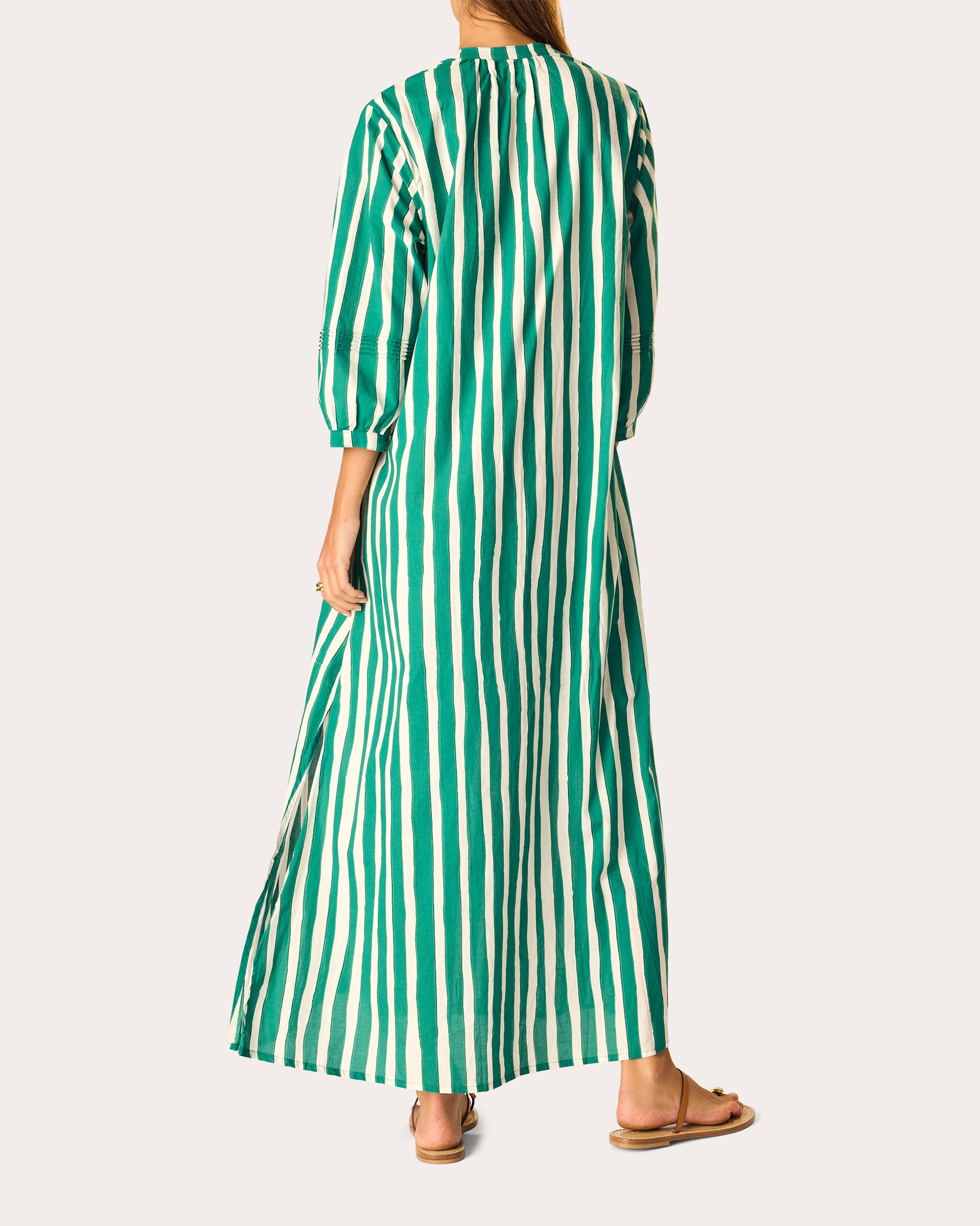 Sammie Stripe Cotton Pleated Button Maxi Dress