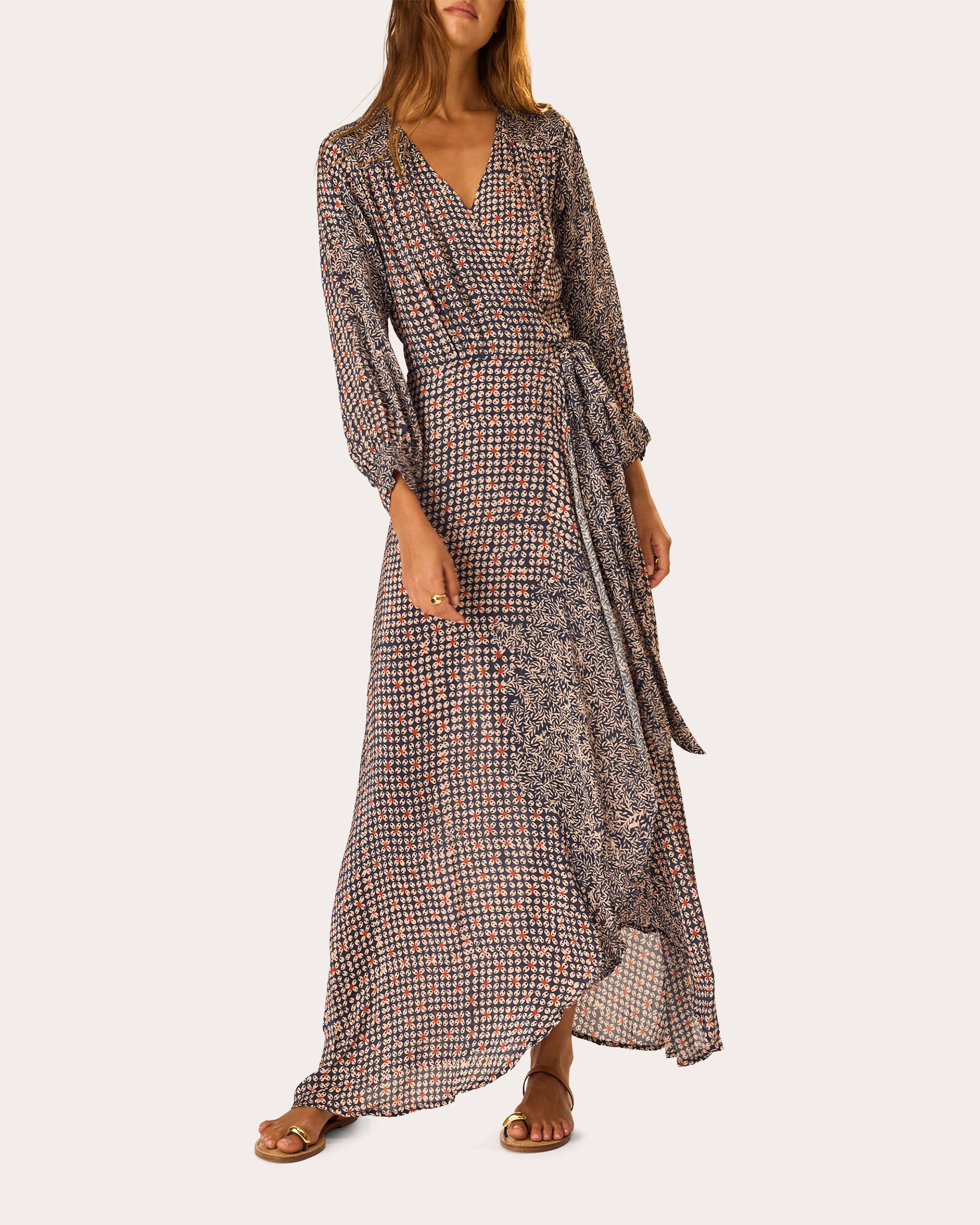 Kate Floral Gathered Wrap Maxi Dress