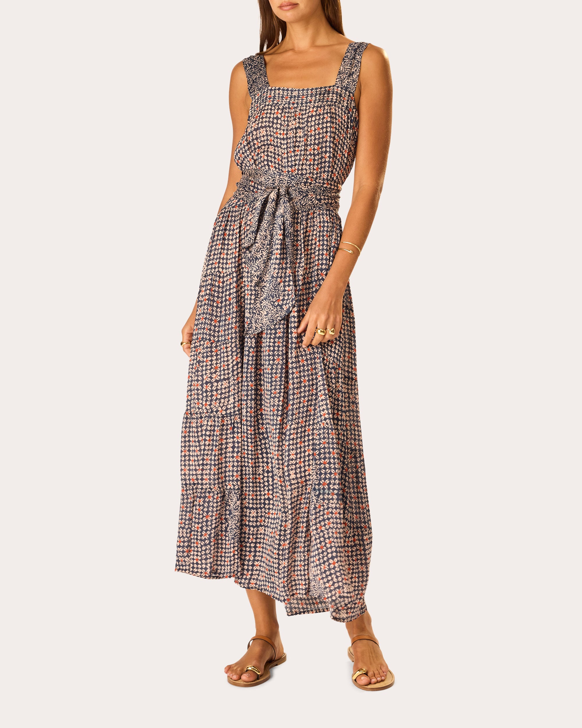 Jasmine Floral Pintucked Tiered Maxi Dress