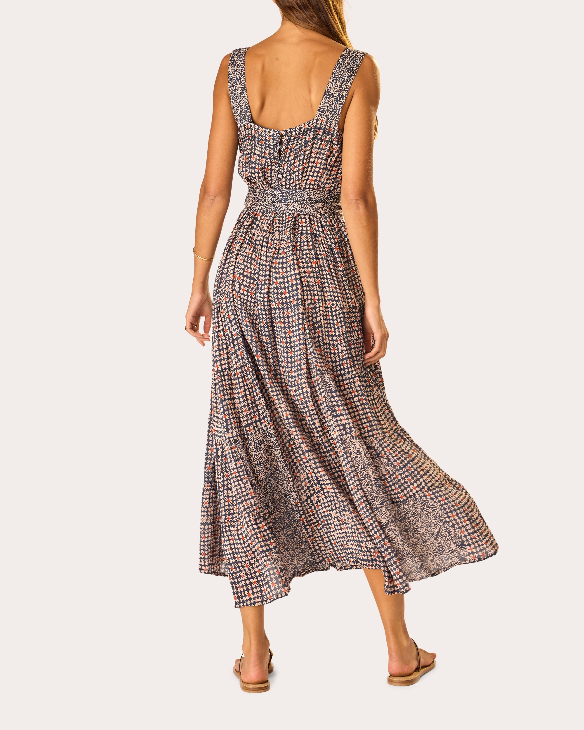 Jasmine Floral Pintucked Tiered Maxi Dress