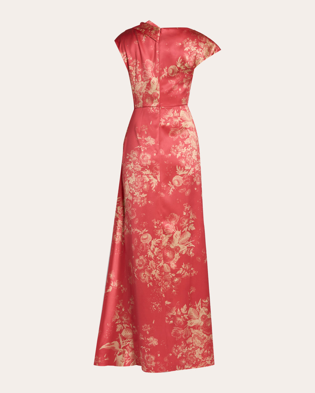 Floral Duchess Satin Asymmetric Drape Gown
