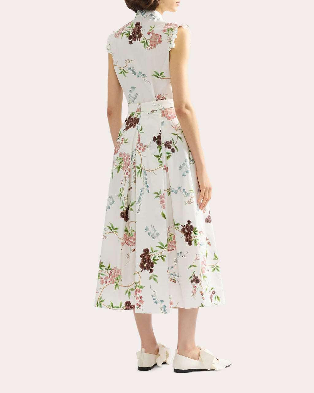 Floral Cotton Ruffle Sleeveless Shirt