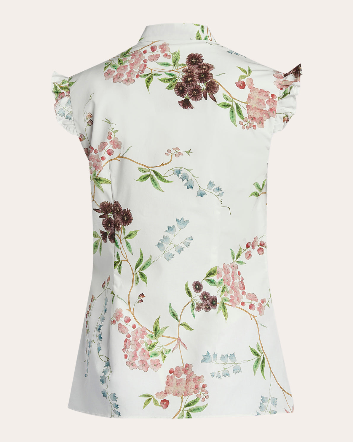 Floral Cotton Ruffle Sleeveless Shirt