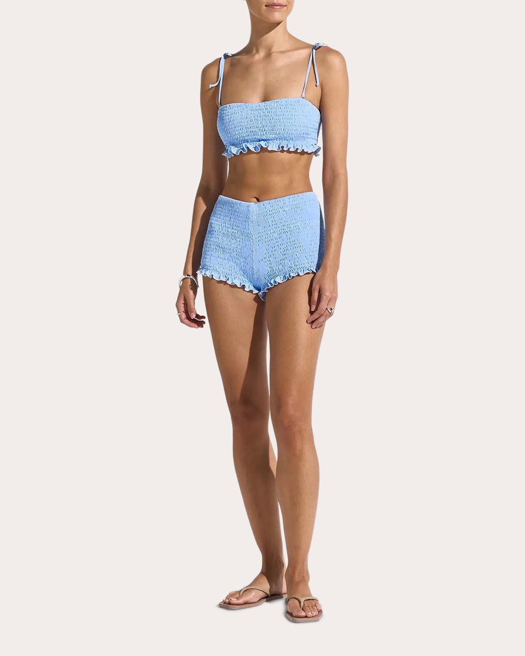 Sea Smocked Bandeau Bikini Top