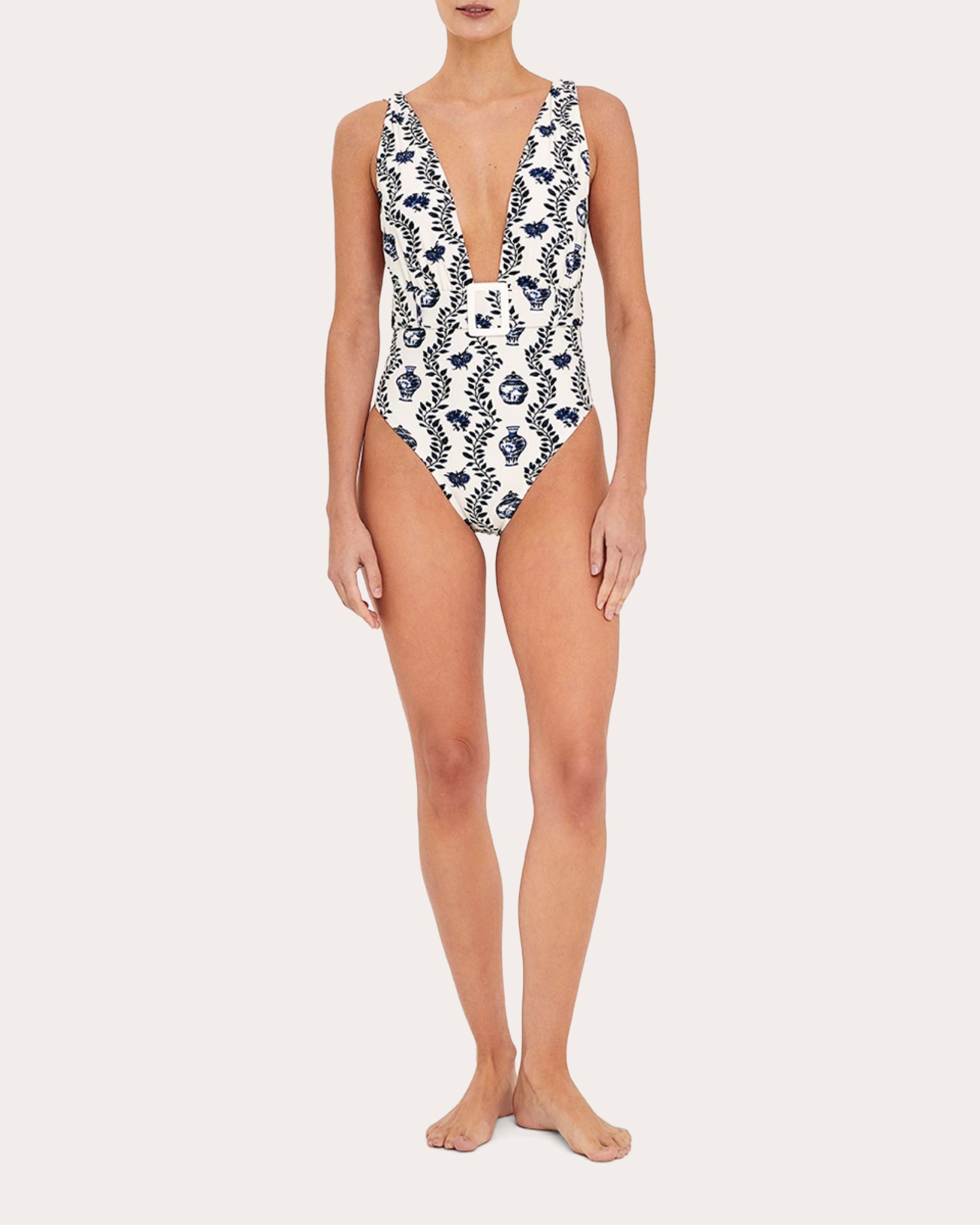 Dynastie Royale Belted Plunge One-Piece