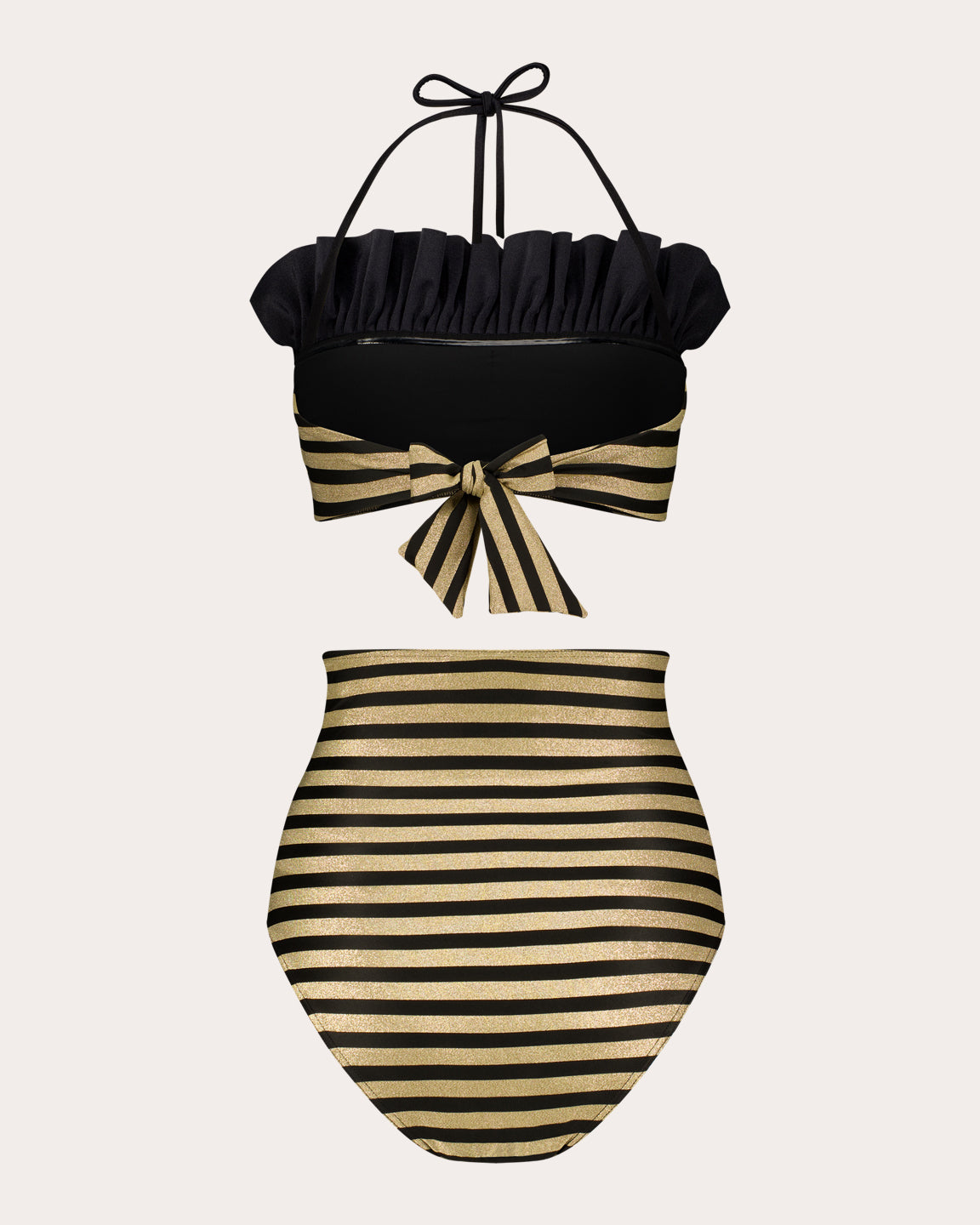 Sasha Stripe Ruffle Halter Bikini Top