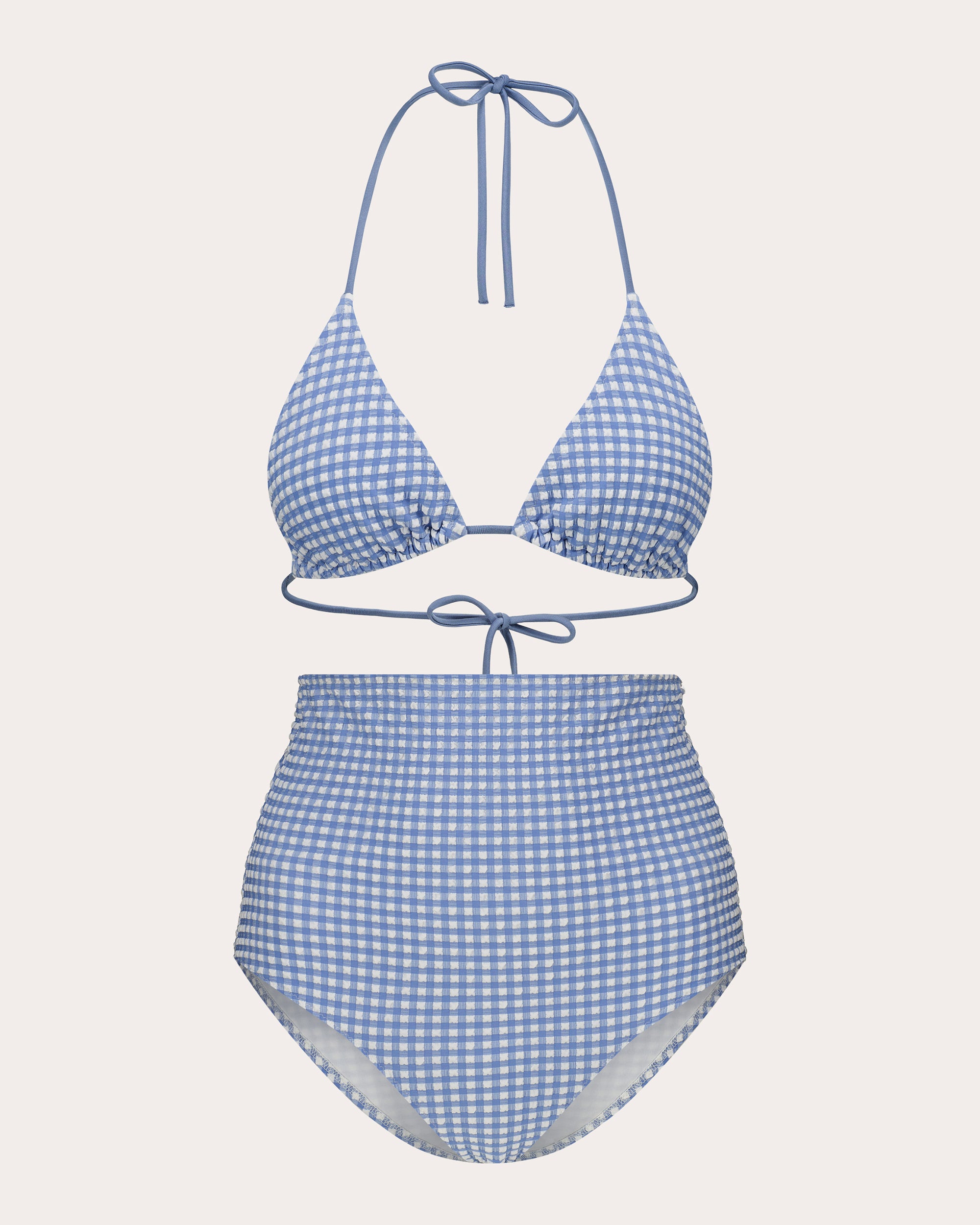 Ara Gingham High-Rise Bikini Bottoms