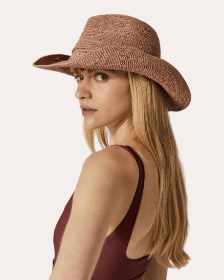 Belen Crocheted Raffia Cowboy Fedora
