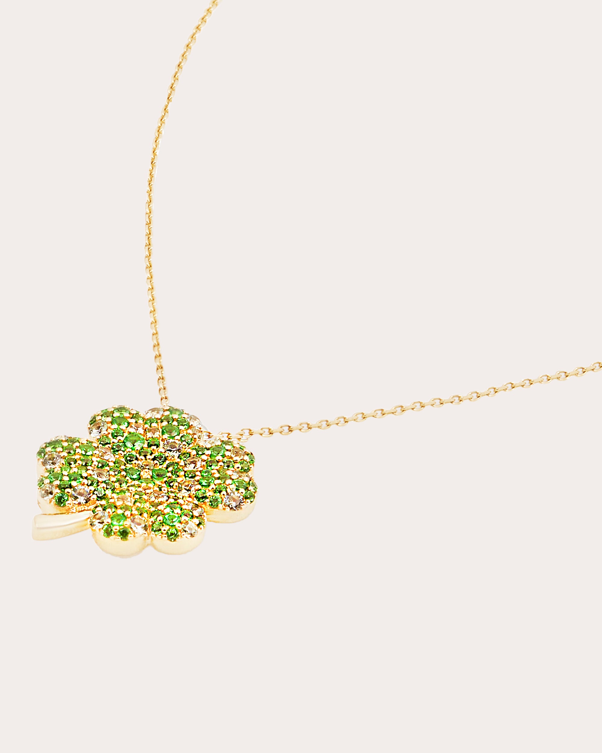 Green Sapphire & Tsavorite Juju Clover Pendant Necklace