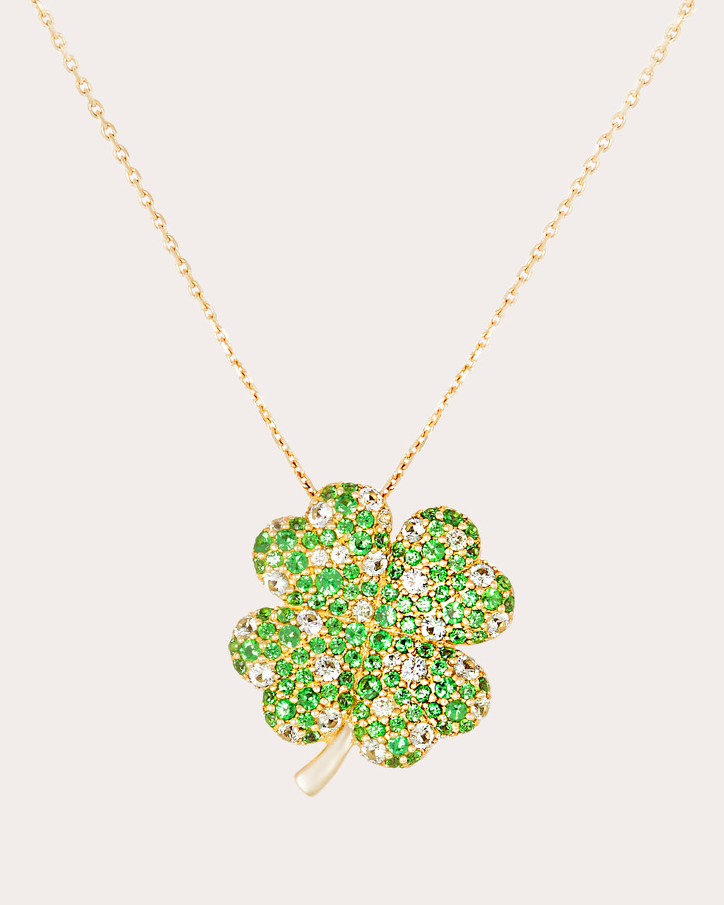 Green Sapphire & Tsavorite Juju Clover Pendant Necklace