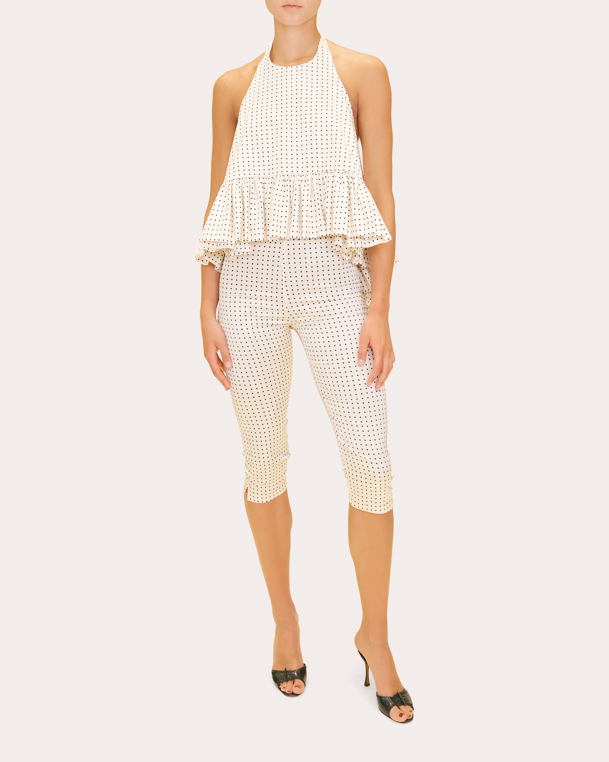 Shreya Polka Dot Crepe Capri Pants