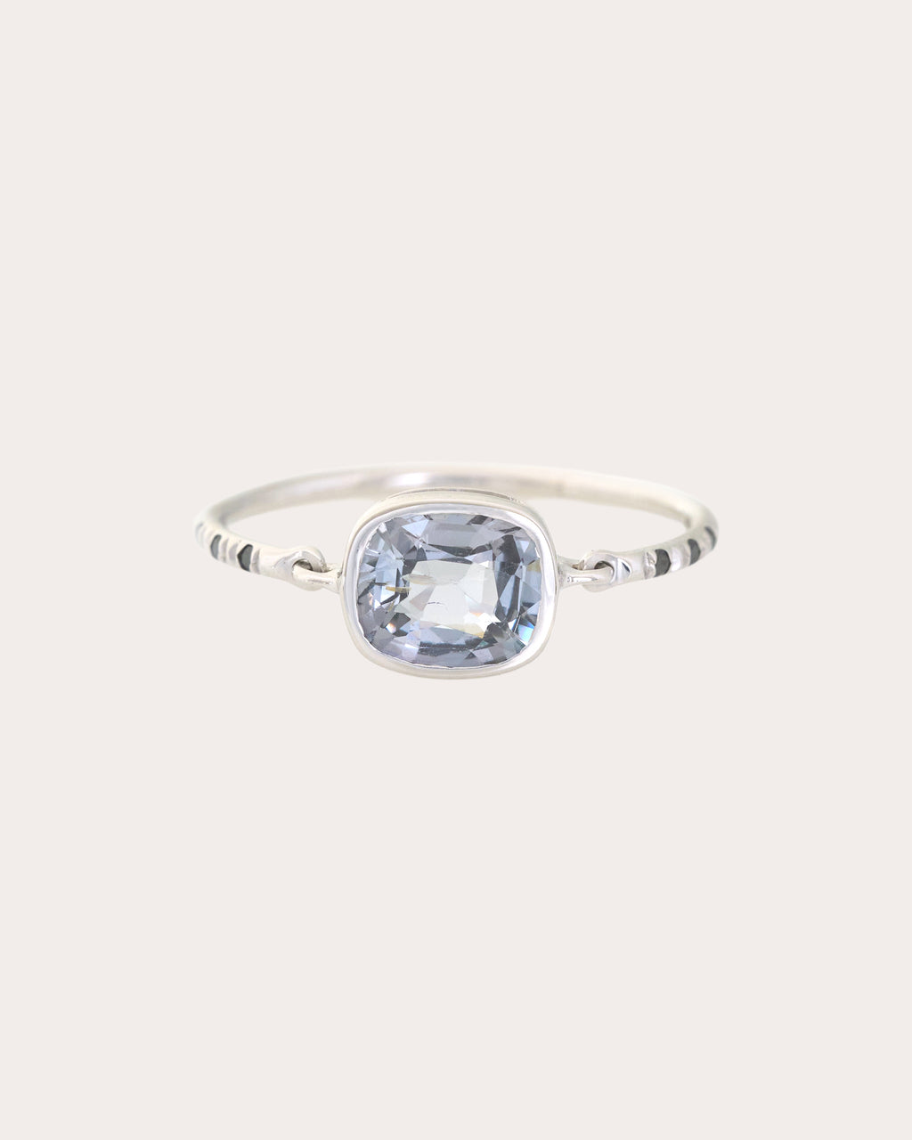 Silver Spinel & Black Diamond Petite Circle Ring