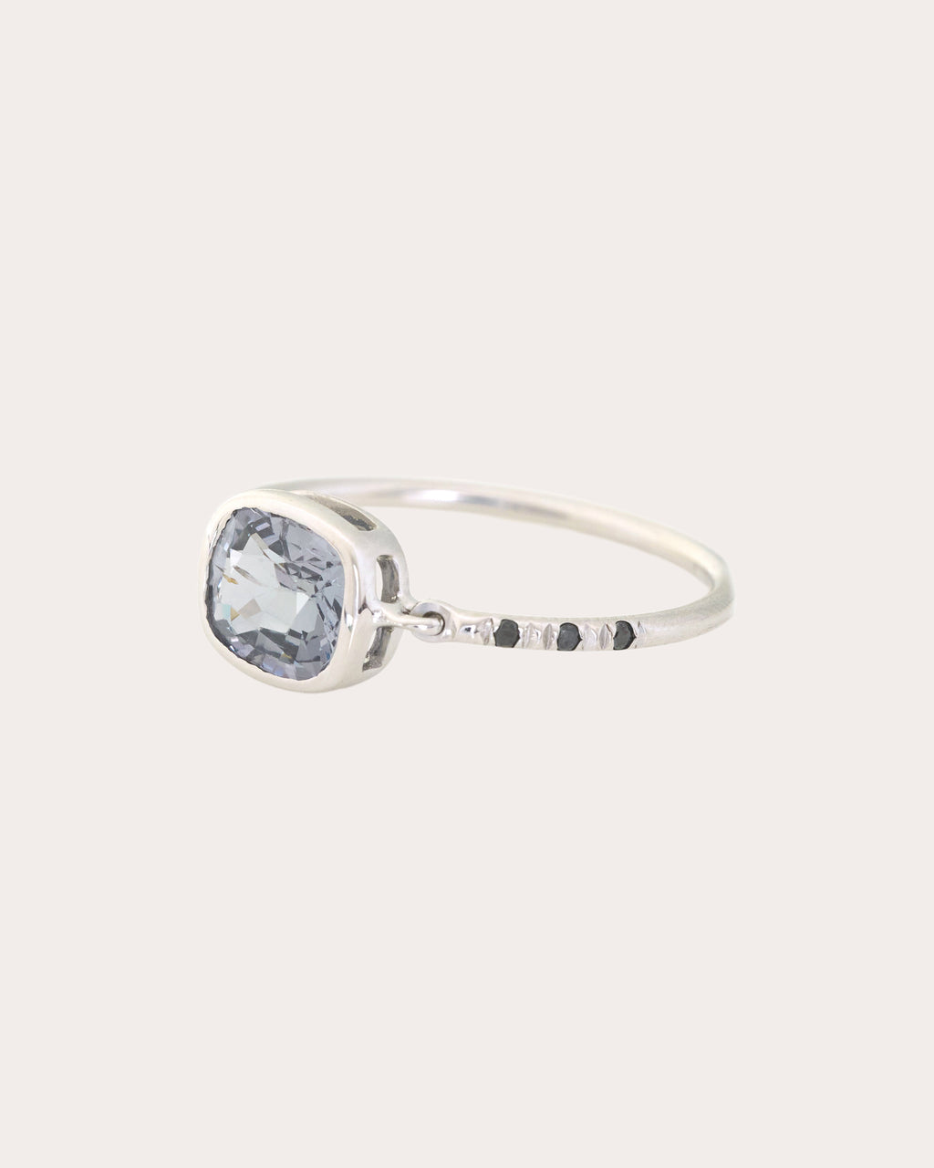Silver Spinel & Black Diamond Petite Circle Ring