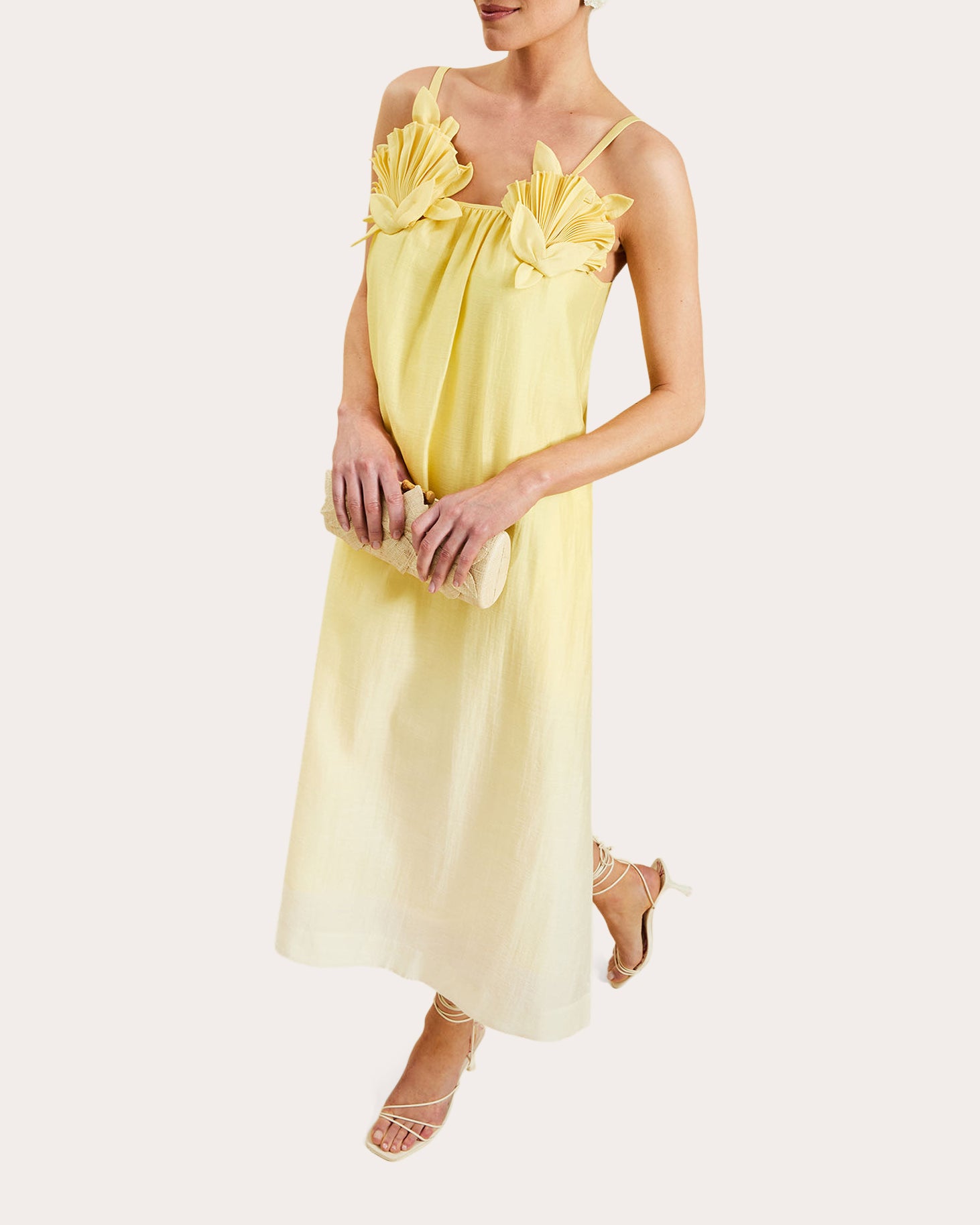 Solenn Ombré Organza Appliqué Midi Dress