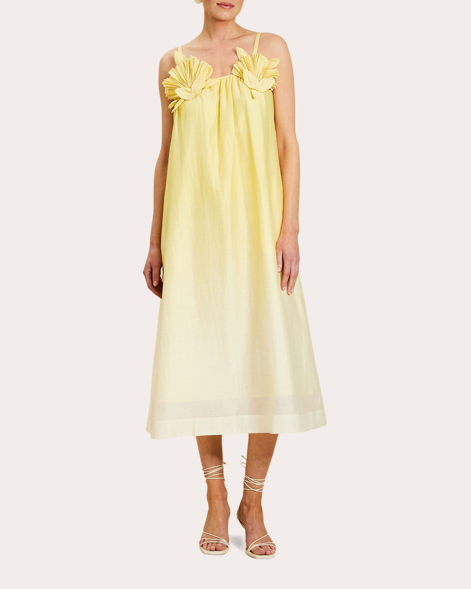 Solenn Ombré Organza Appliqué Midi Dress