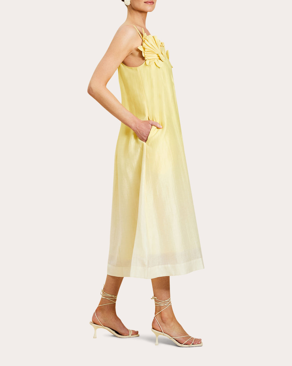 Solenn Ombré Organza Appliqué Midi Dress