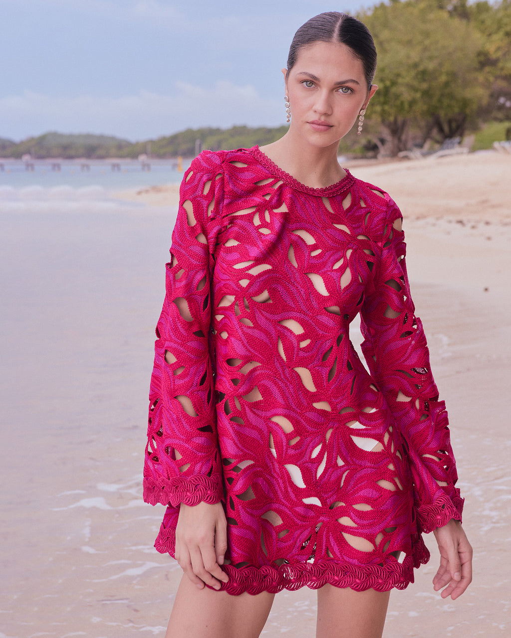 Solsticio Embroidered Mini Shift Dress